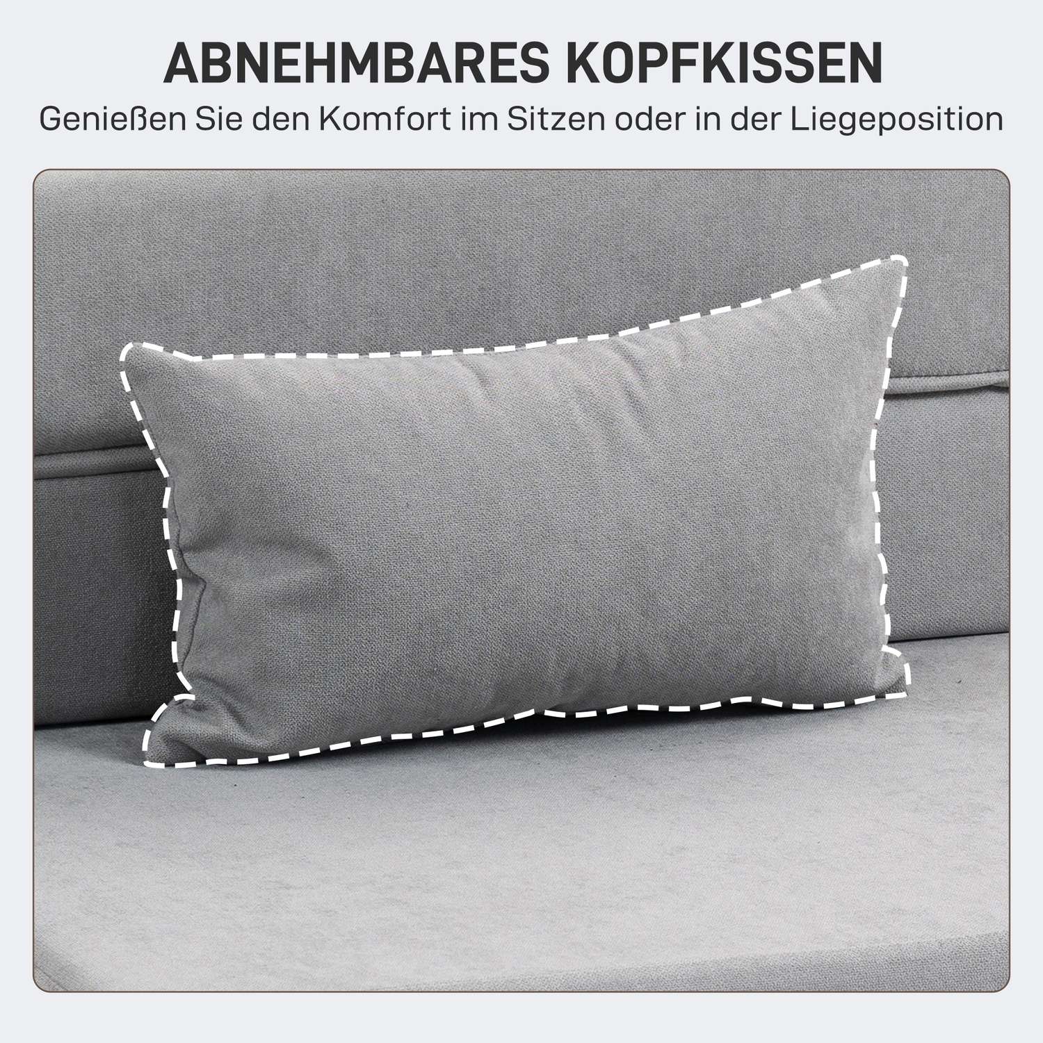 Bäddbar bäddsoffa – skum, ljusgrå, med kudde