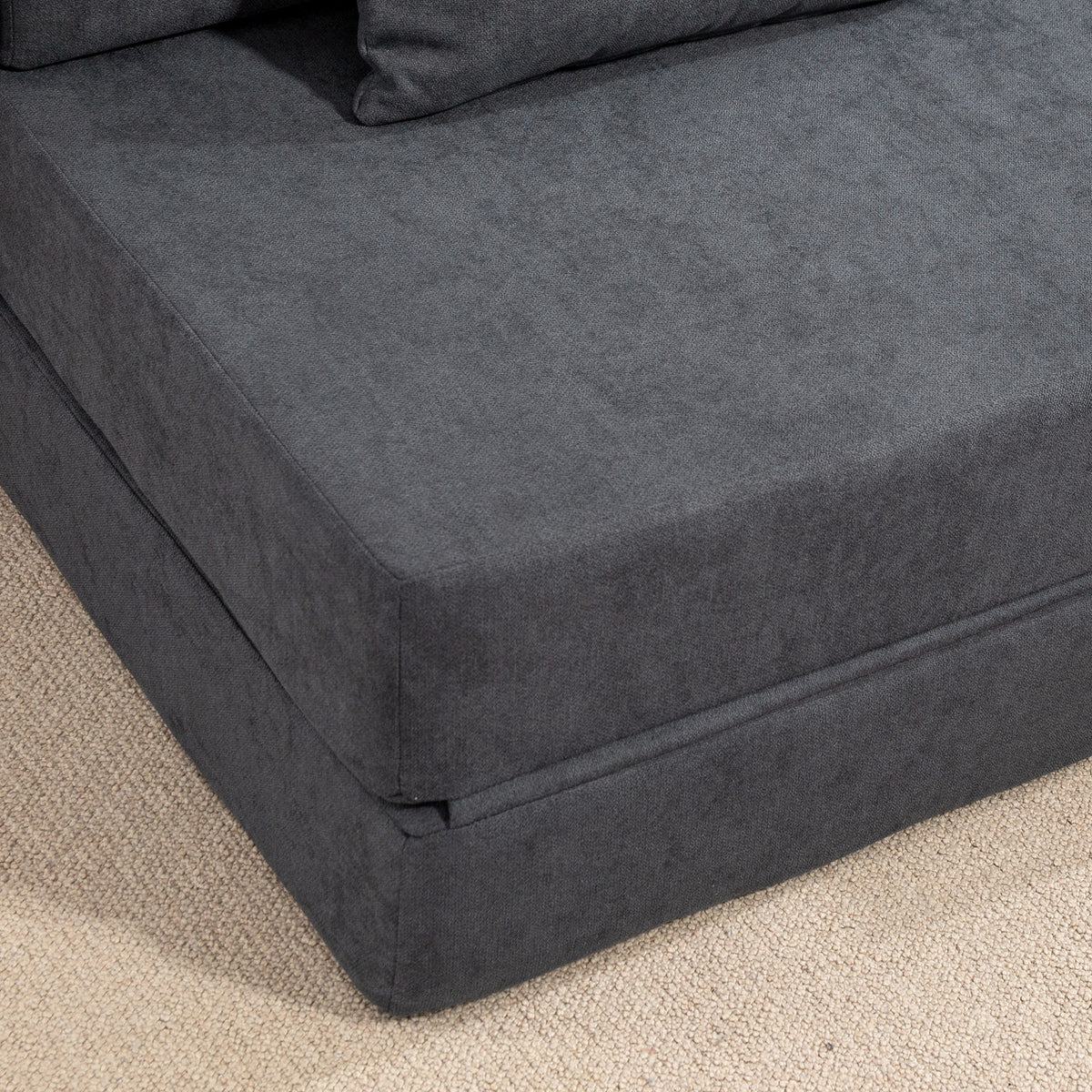 Sovesofa – skum, mørkegrå, med pute