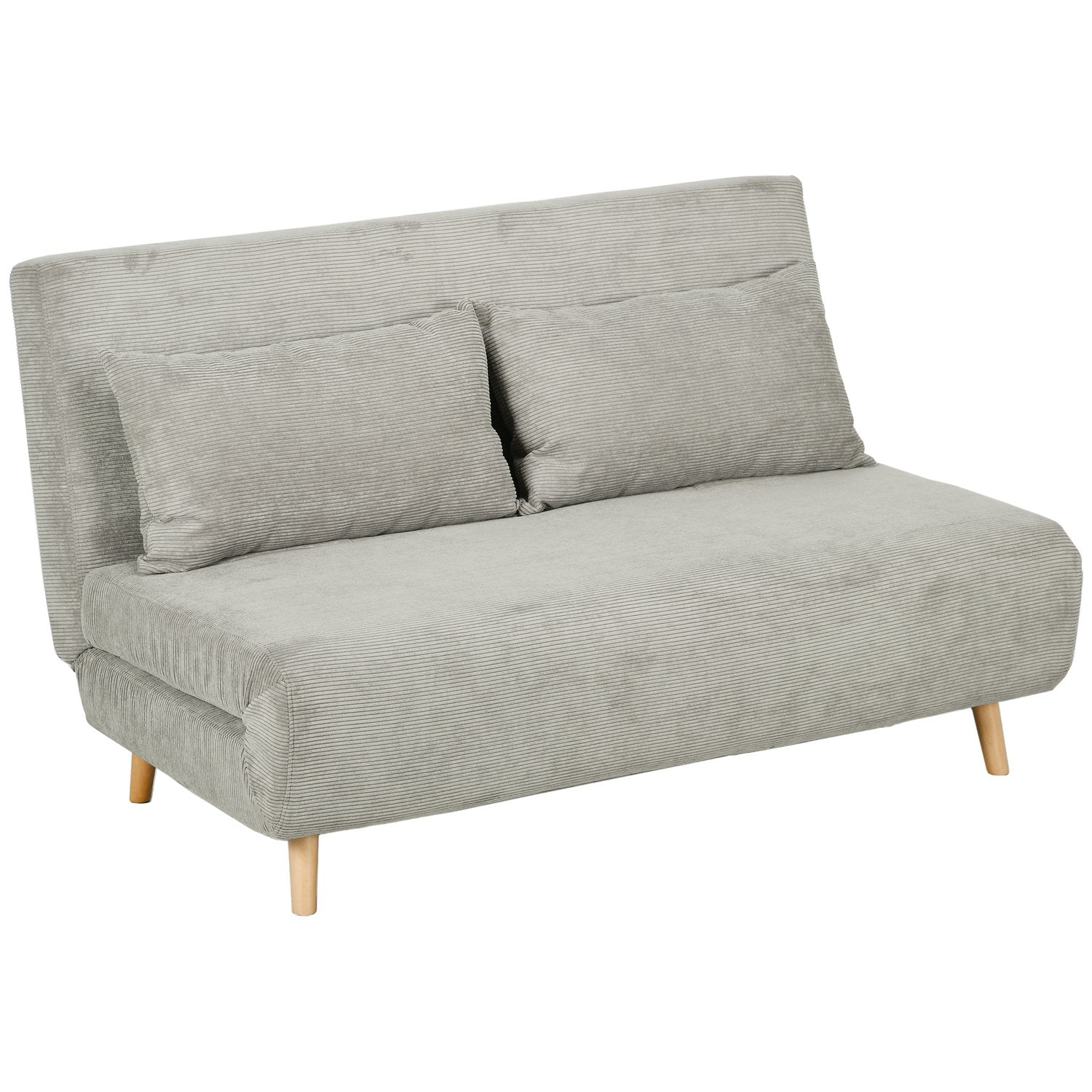 Grå sammetsbäddsoffa med justerbart ryggstöd, 141cm