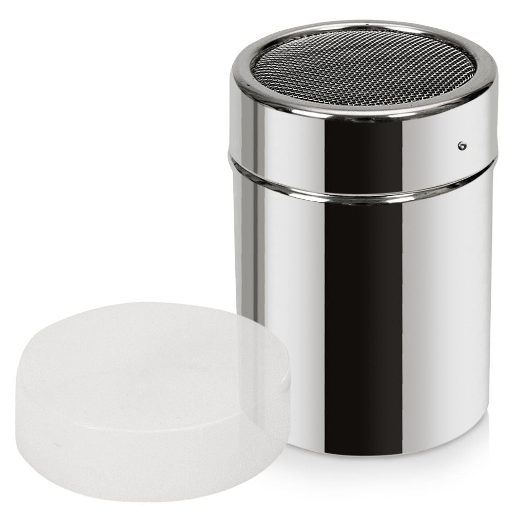Behållare m. sil & lock för florsocker, kakao, kaffe, strössel