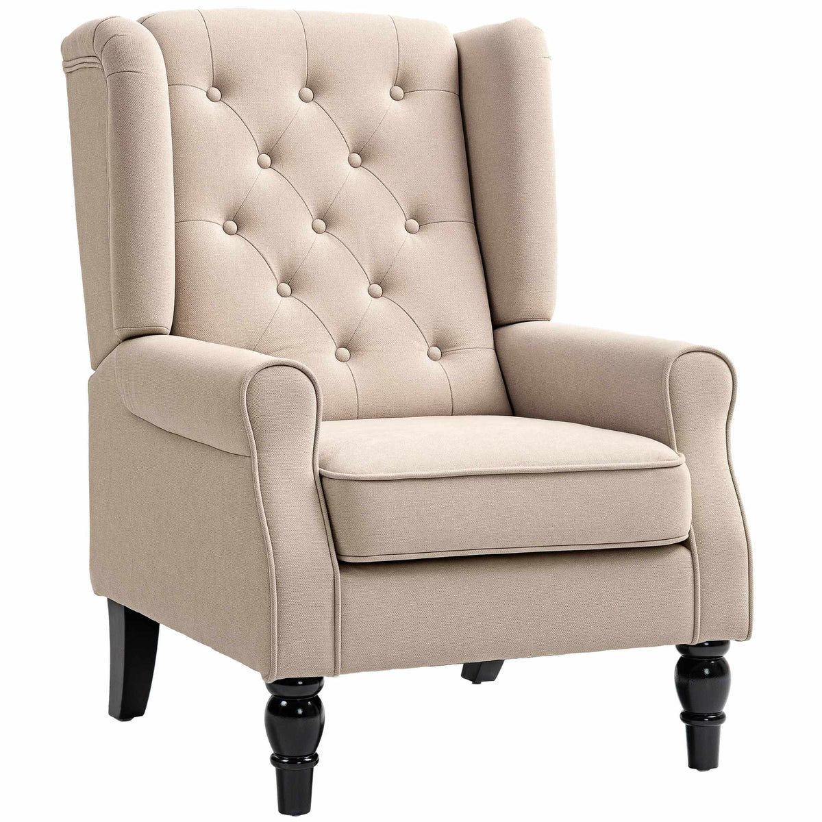 Beige fåtölj med vingrygg, avtagbart överdrag, 74 x 87 x 102 cm