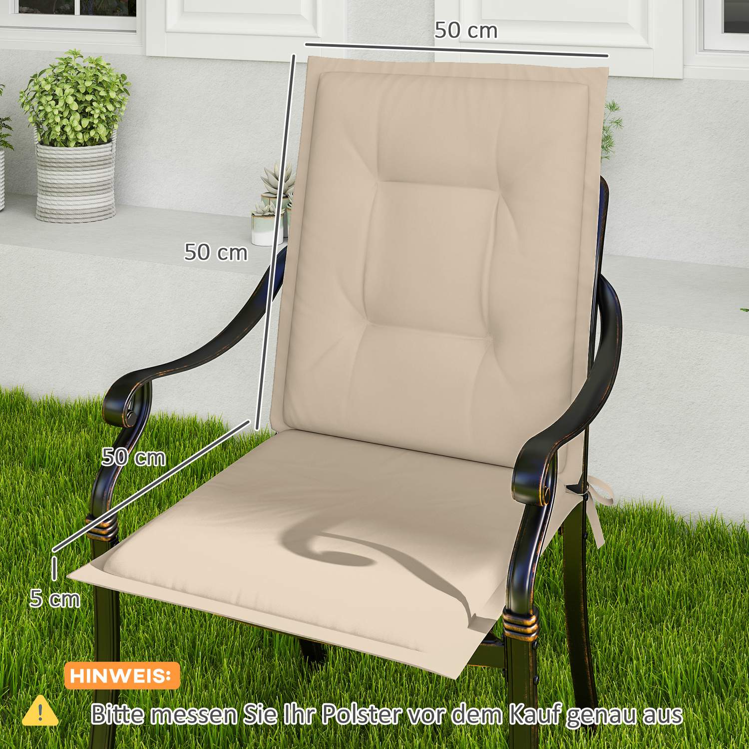 Beige sittdynorset, 108x50x5 cm, inomhus/utomhusbruk