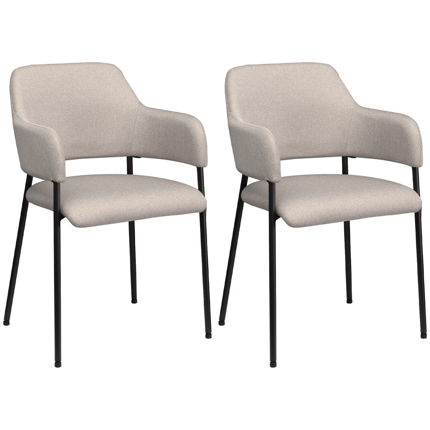 Beige stoppade matstolar, set om 2 – Stålben, 54x54x84 cm