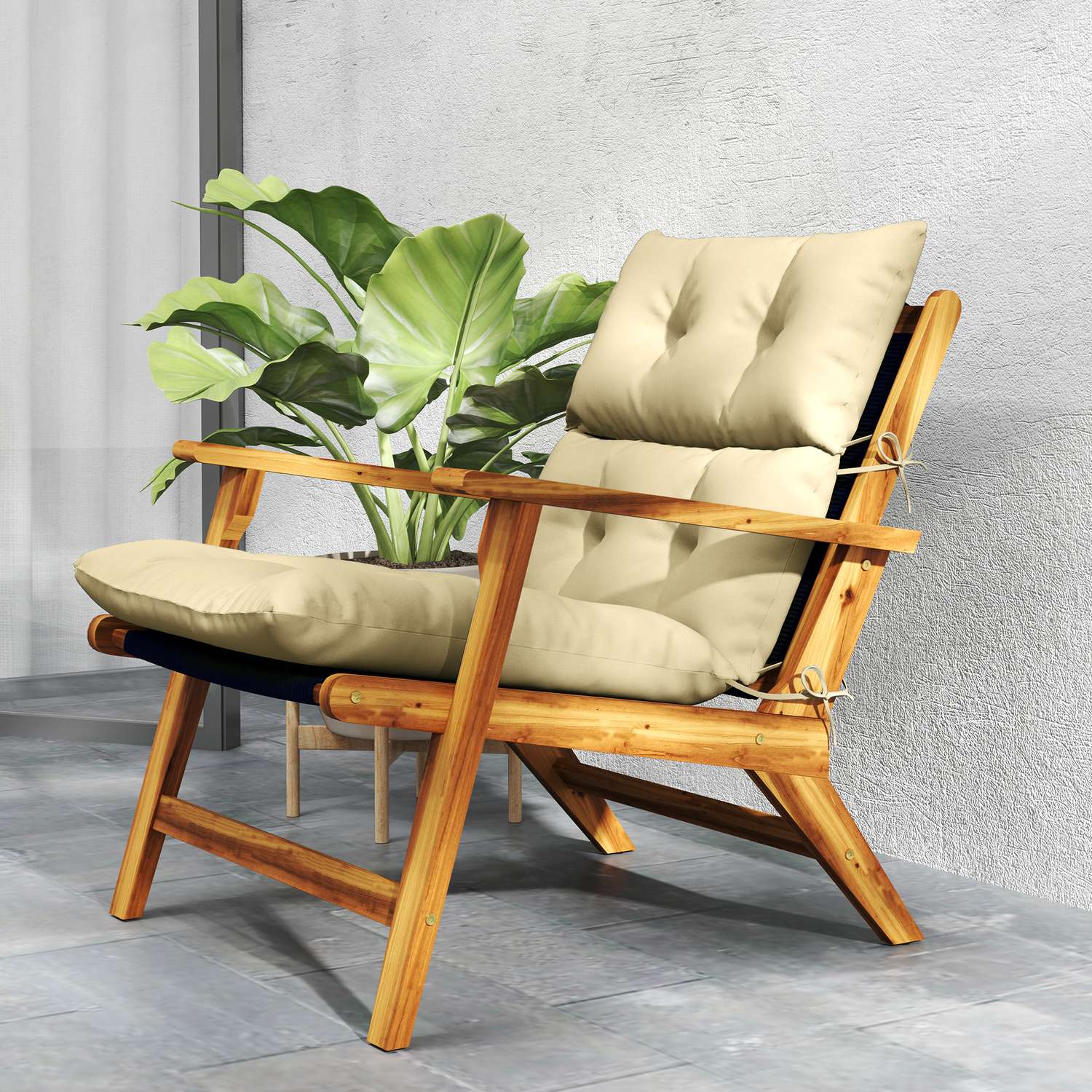 Beige vattenavvisande stolsdyna, 115x56 cm, 10 cm tjock