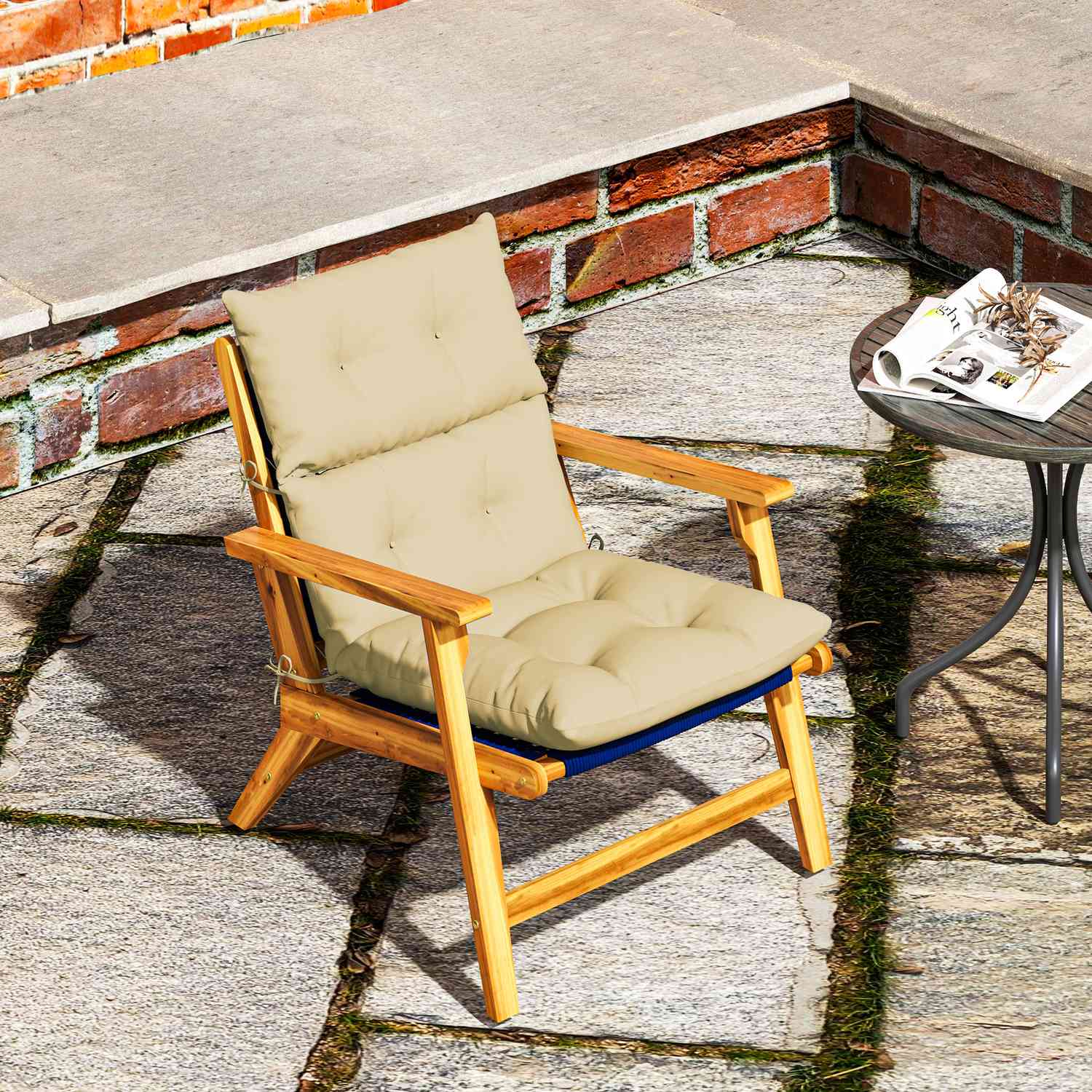 Beige vattenavvisande stolsdyna, 115x56 cm, 10 cm tjock