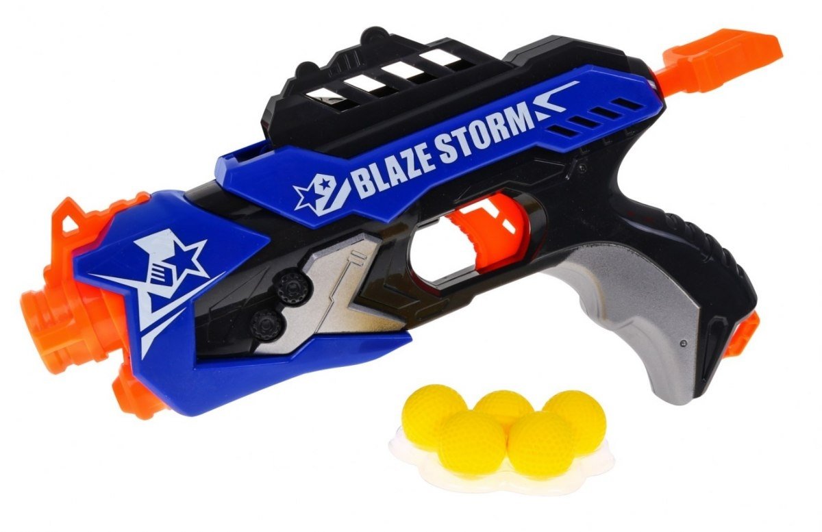 Blaze Storm Blue Pistol med 5 skumkuler, ingen batterier nødvendig