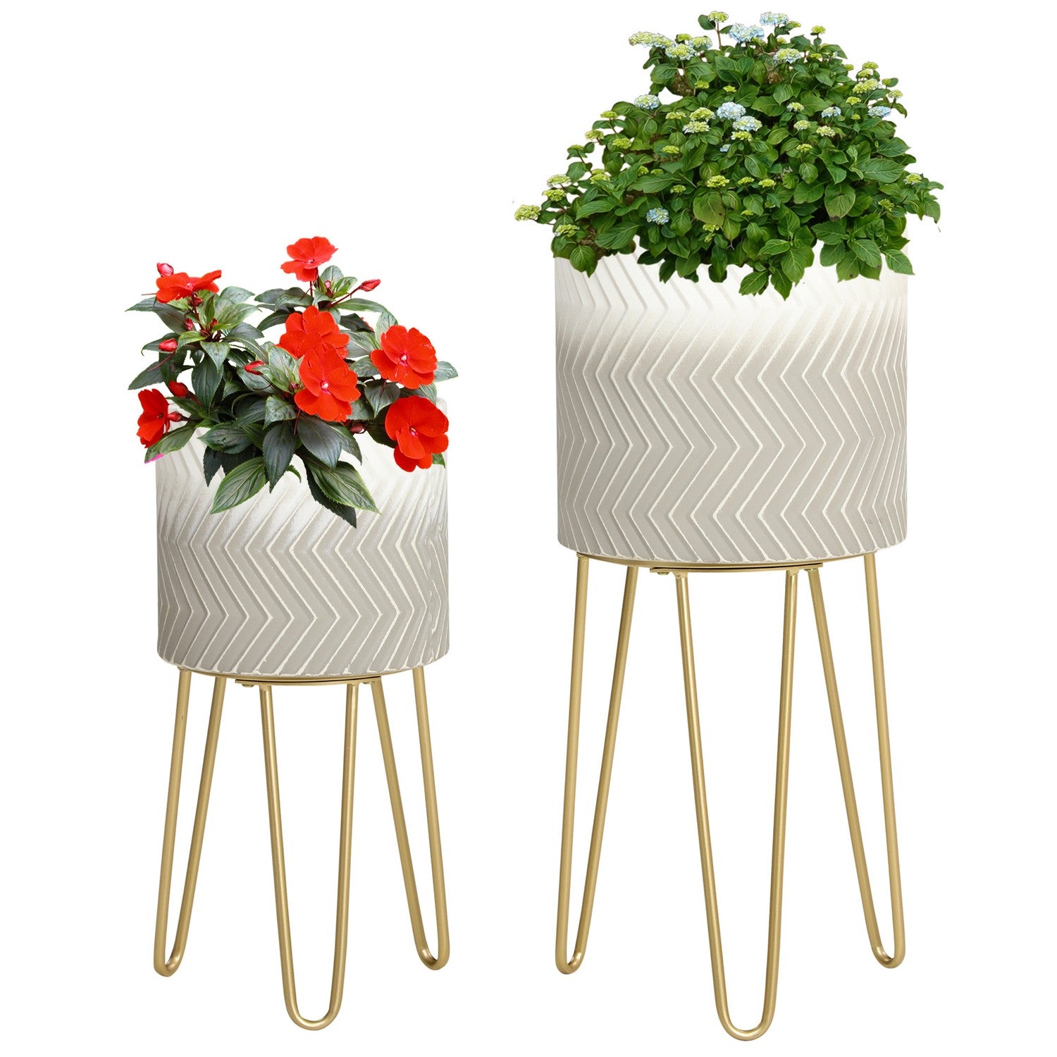 Plantställ i metall med 2, inomhus/utomhus blomkrukor