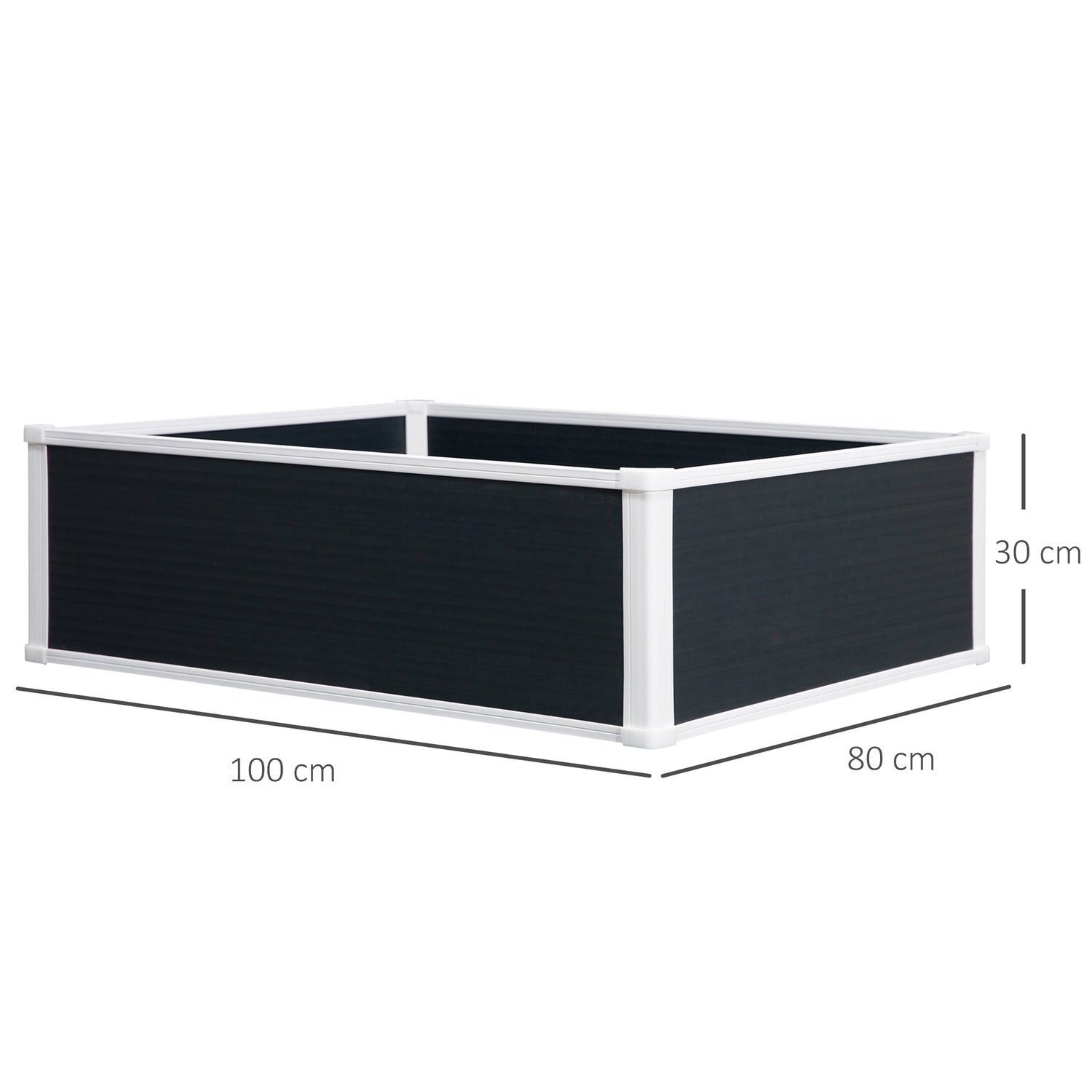 Blomlåda med upphöjd bädd med dränering – grå, plast, 100x80x30 cm