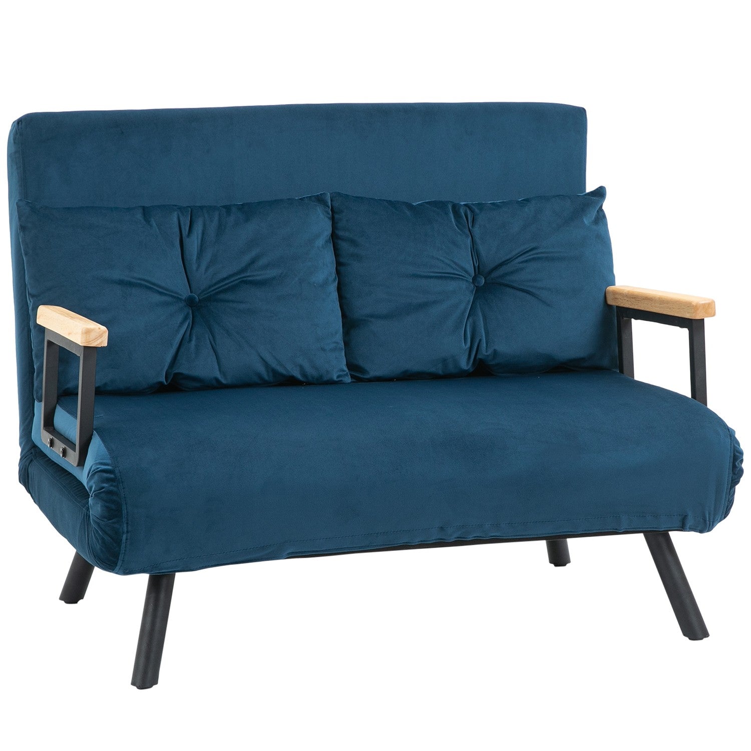 Blue Velvet bäddsoffa, justerbart ryggstöd, hopfällbar design