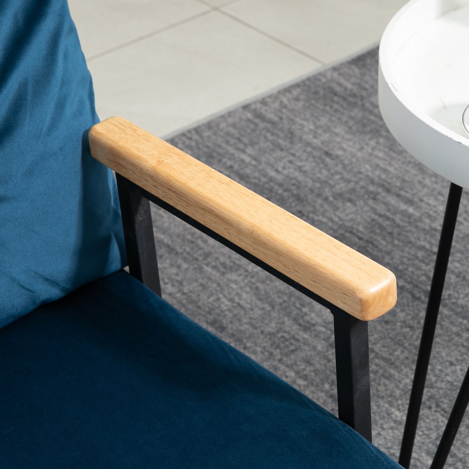 Blue Velvet bäddsoffa, justerbart ryggstöd, hopfällbar design