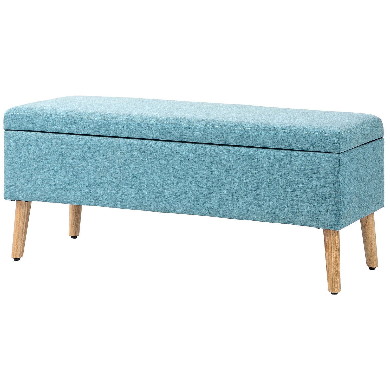 Blå stoppad bänk med förvaring – 110 x 39 x 45 cm