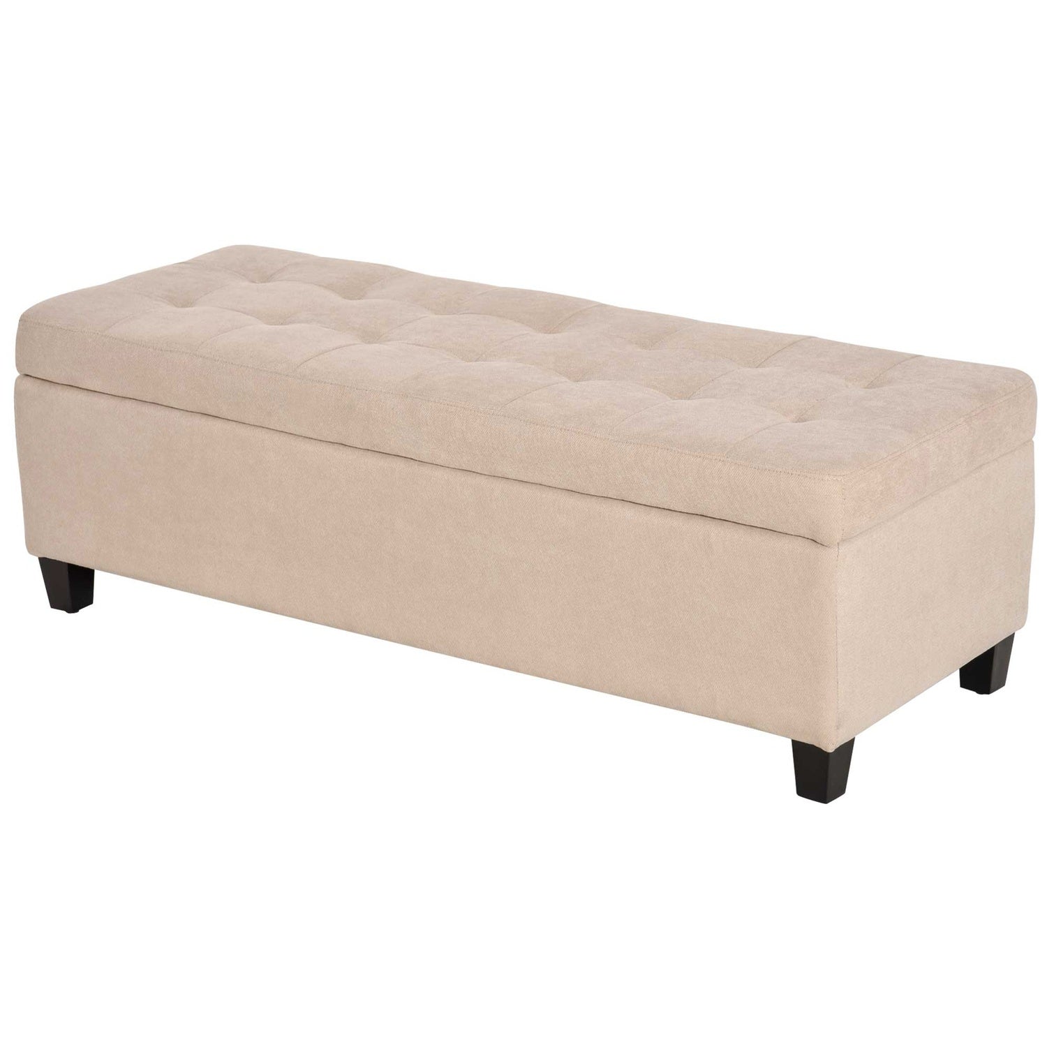 Klädd förvaringsbänk – linnelook, beige