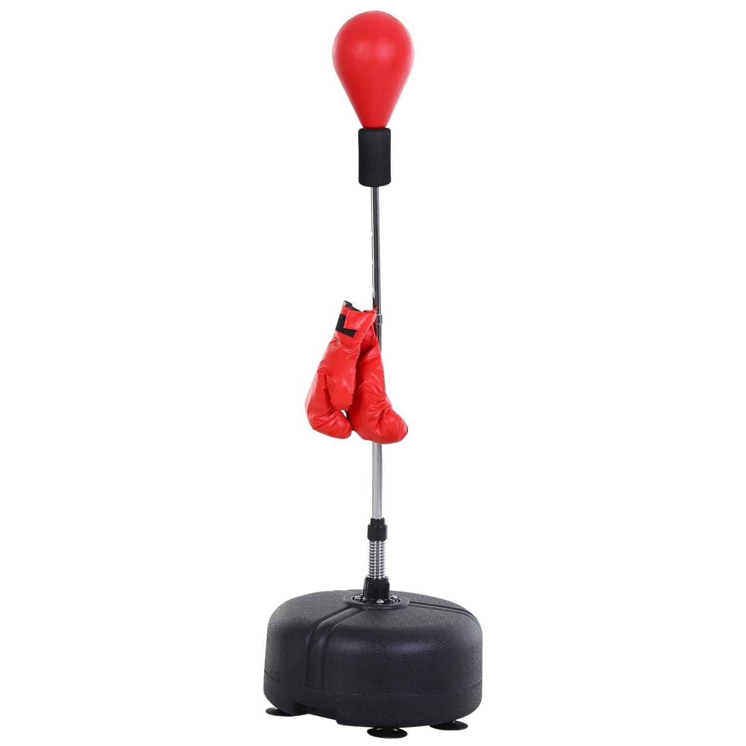 Boksboll med stativ, 136-154 cm höjdjusterbar boxningssäck, stående boll med boxningshandskar, för tonåringar och vuxna, för utrustning, stressavlastning, fitness, röd