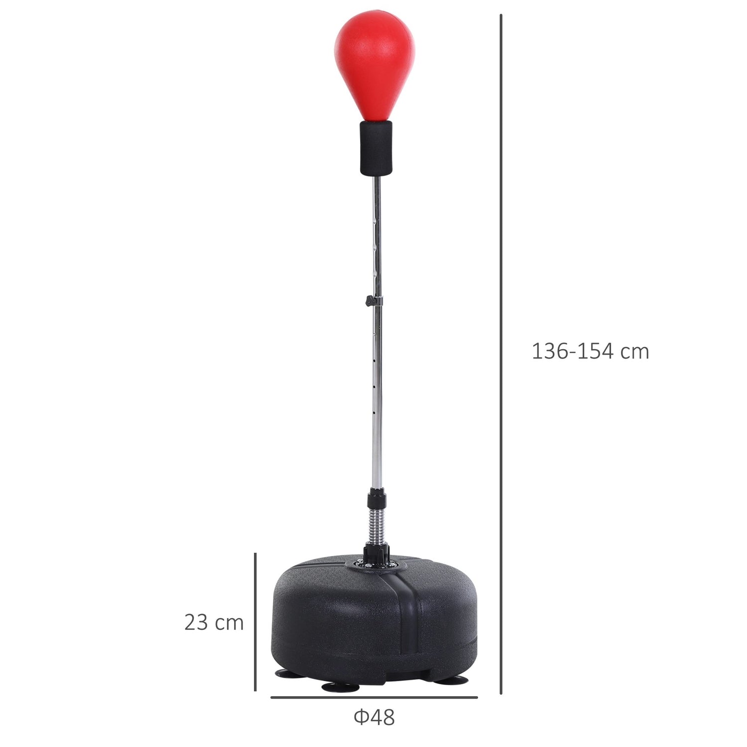 Boksboll med stativ, 136-154 cm höjdjusterbar boxningssäck, stående boll med boxningshandskar, för tonåringar och vuxna, för utrustning, stressavlastning, fitness, röd