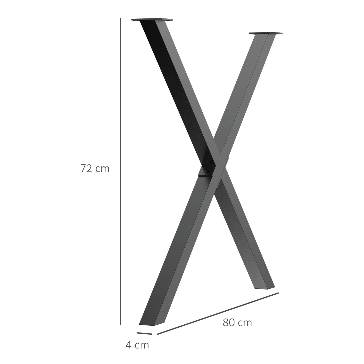 Black Steel X-Shape bordsben, set om 2, 72Cm