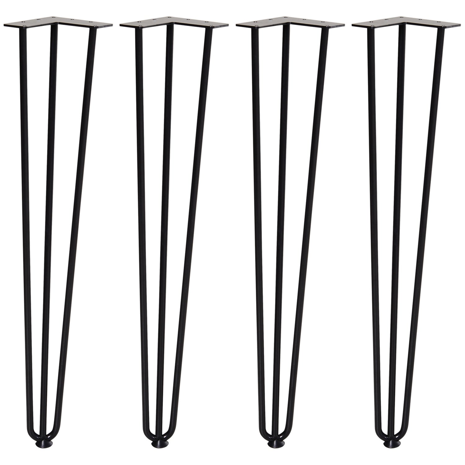 Stålbordsben, set om 4, 12x12x72 cm, svart finish