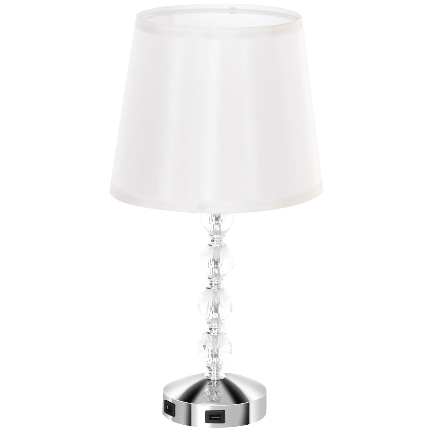 LED-bordslampa, kristall, USB-uppladdningsbar, Silver, E27-sockel