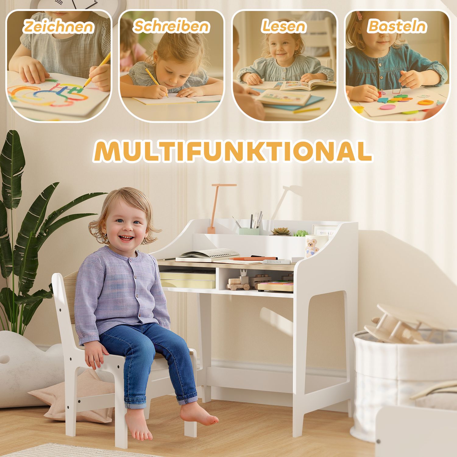 Bords- och stolset för barn, ergonomiskt, 3-8 år