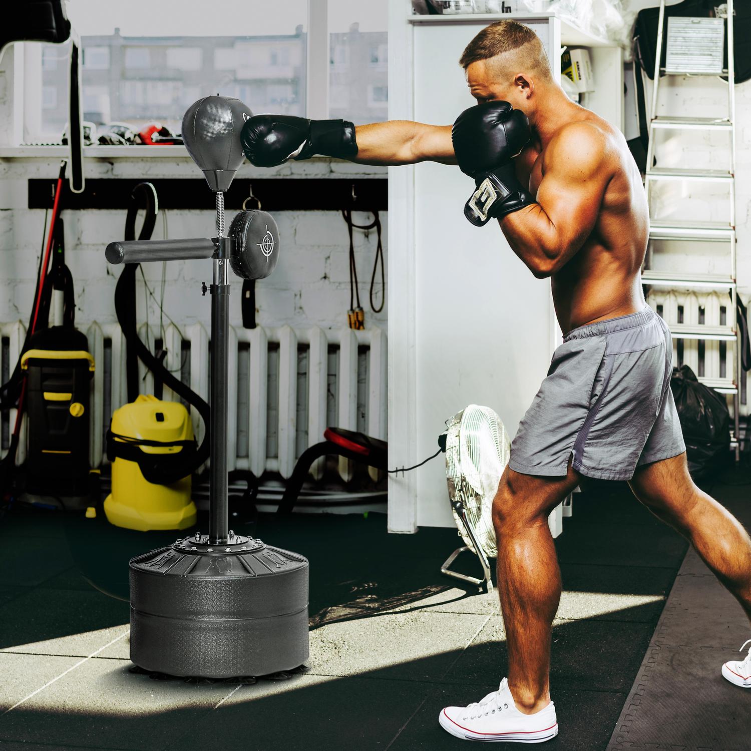 Justerbart boxningsställ med reflexstång, HDPE och läder