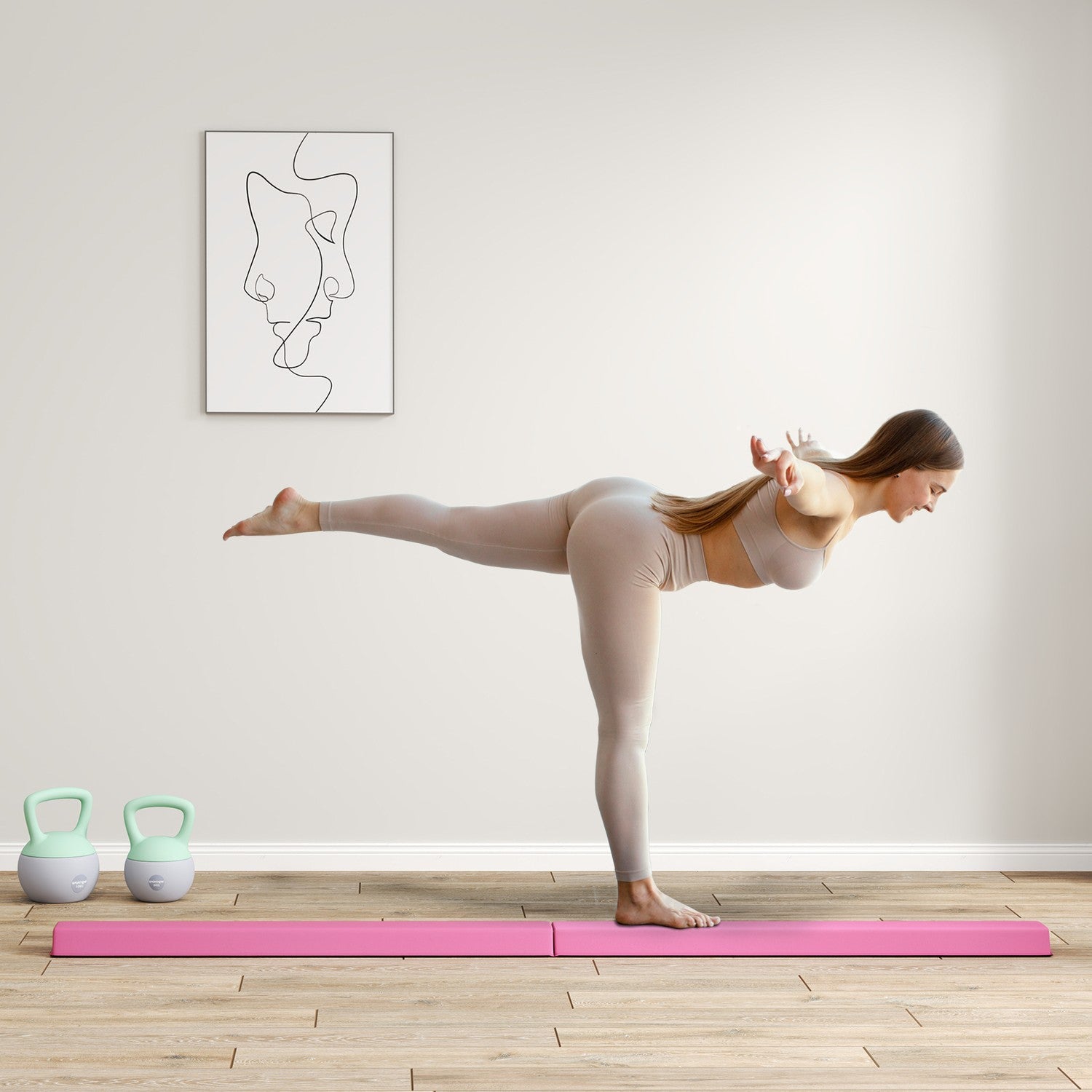 Bärbar 236 cm halkfri gymnastikbalk för barn 3+