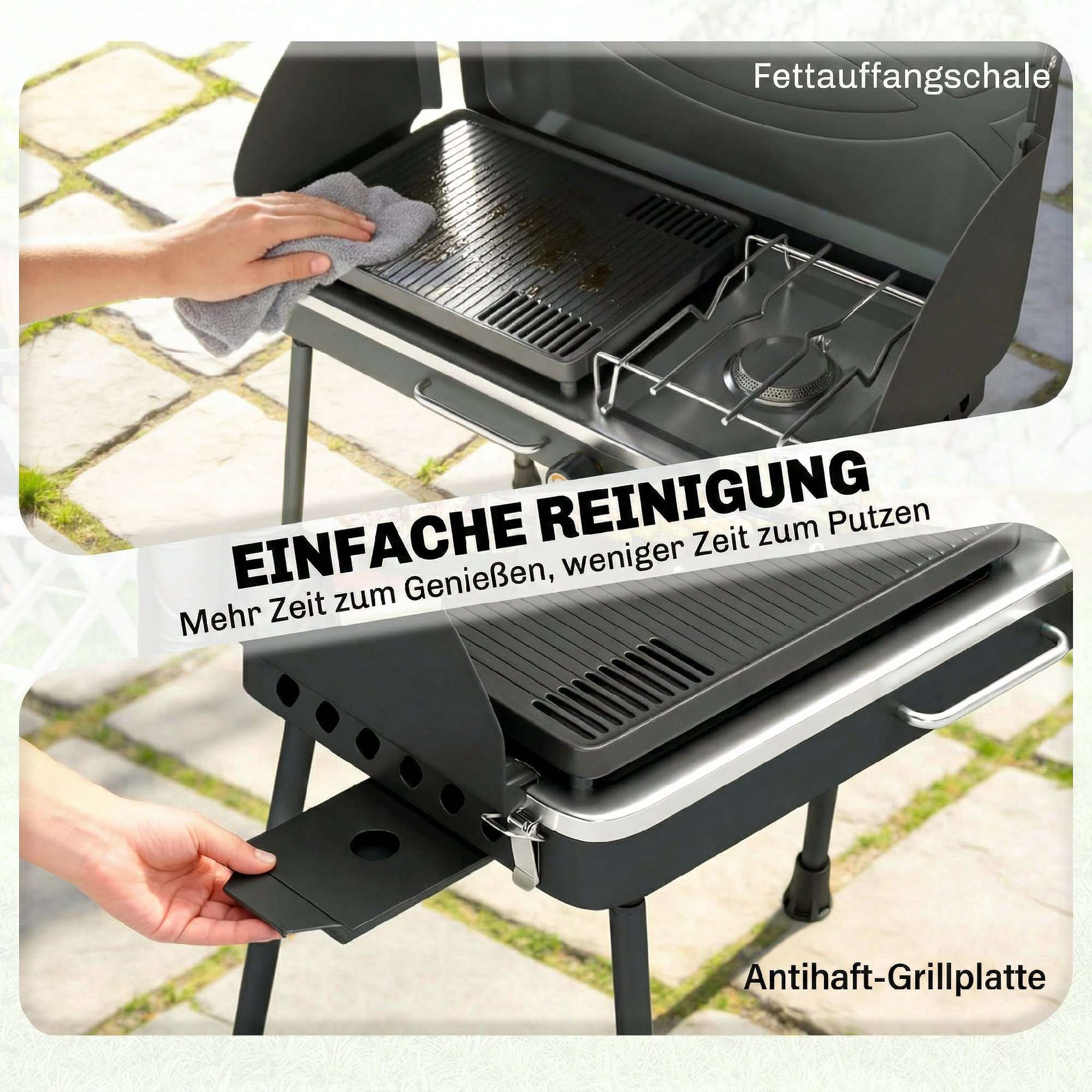 Bärbar gasgrill med 2 brännare, 7 kW, bordsmonterad