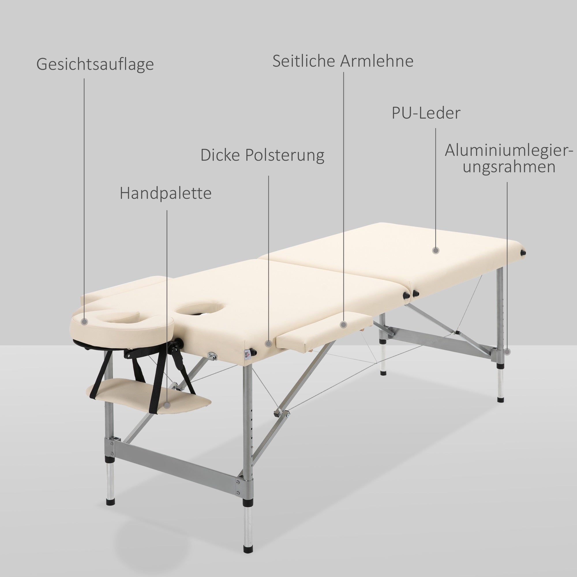 Bärbar hopfällbar massagebänk med ansiktsvagga, 186x71x83 cm
