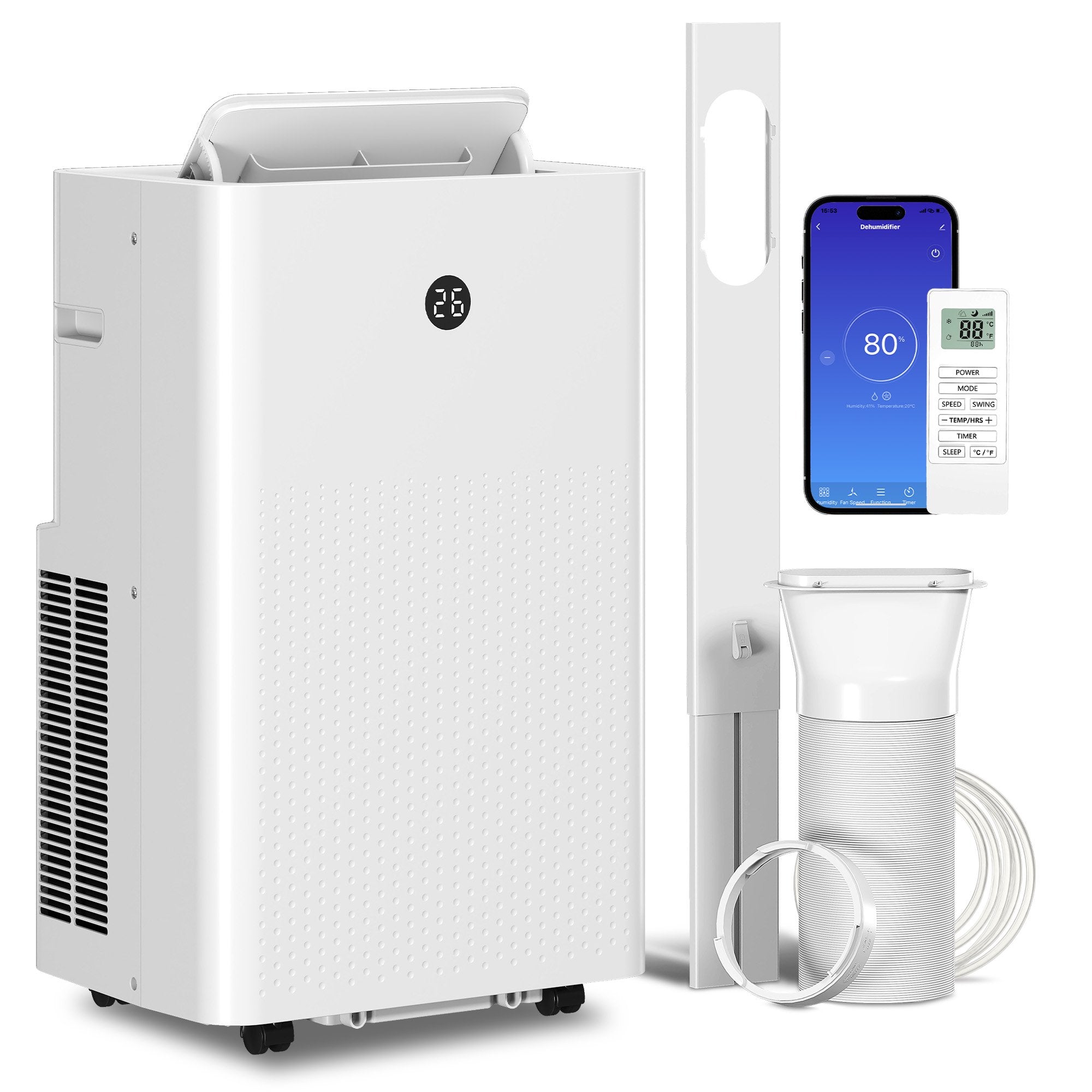 Bärbar luftkonditionering 12 000 BTU, WiFi-röststyrning 4-i-1