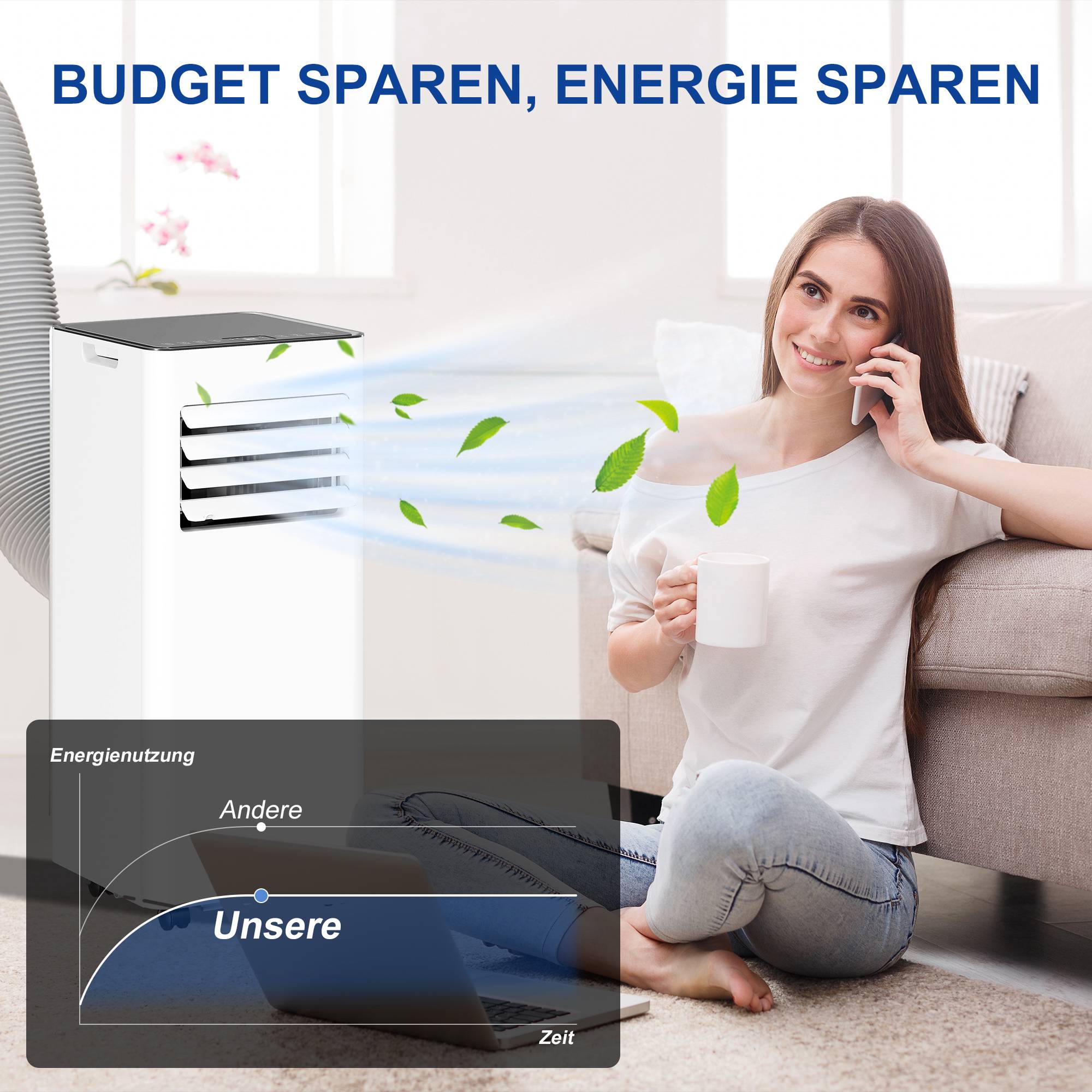 Bärbar luftkonditionering, 7 000 BTU, 3-i-1-system