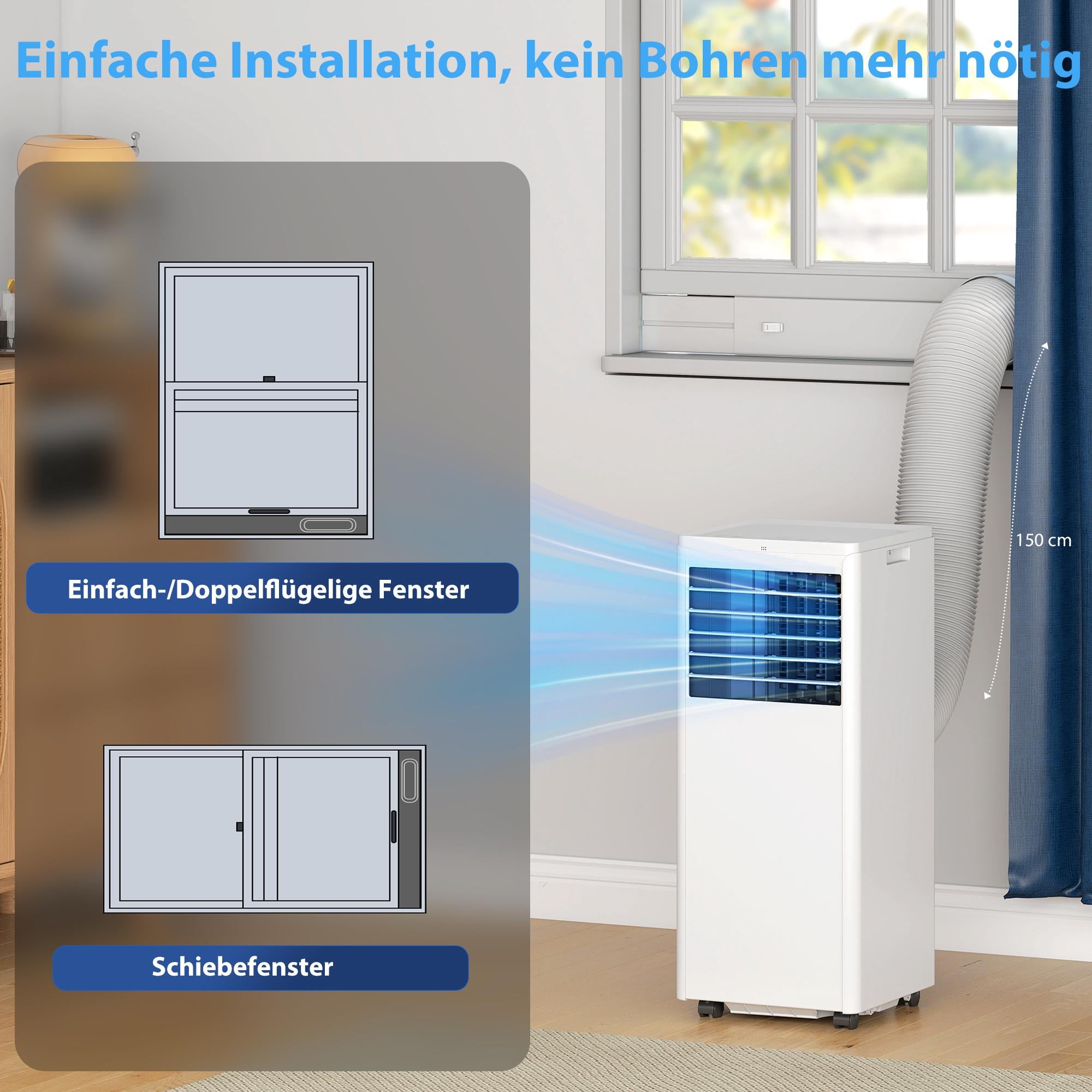 Bärbar luftkonditionering 7000 BTU, 4-i-1-kylning, avfuktare
