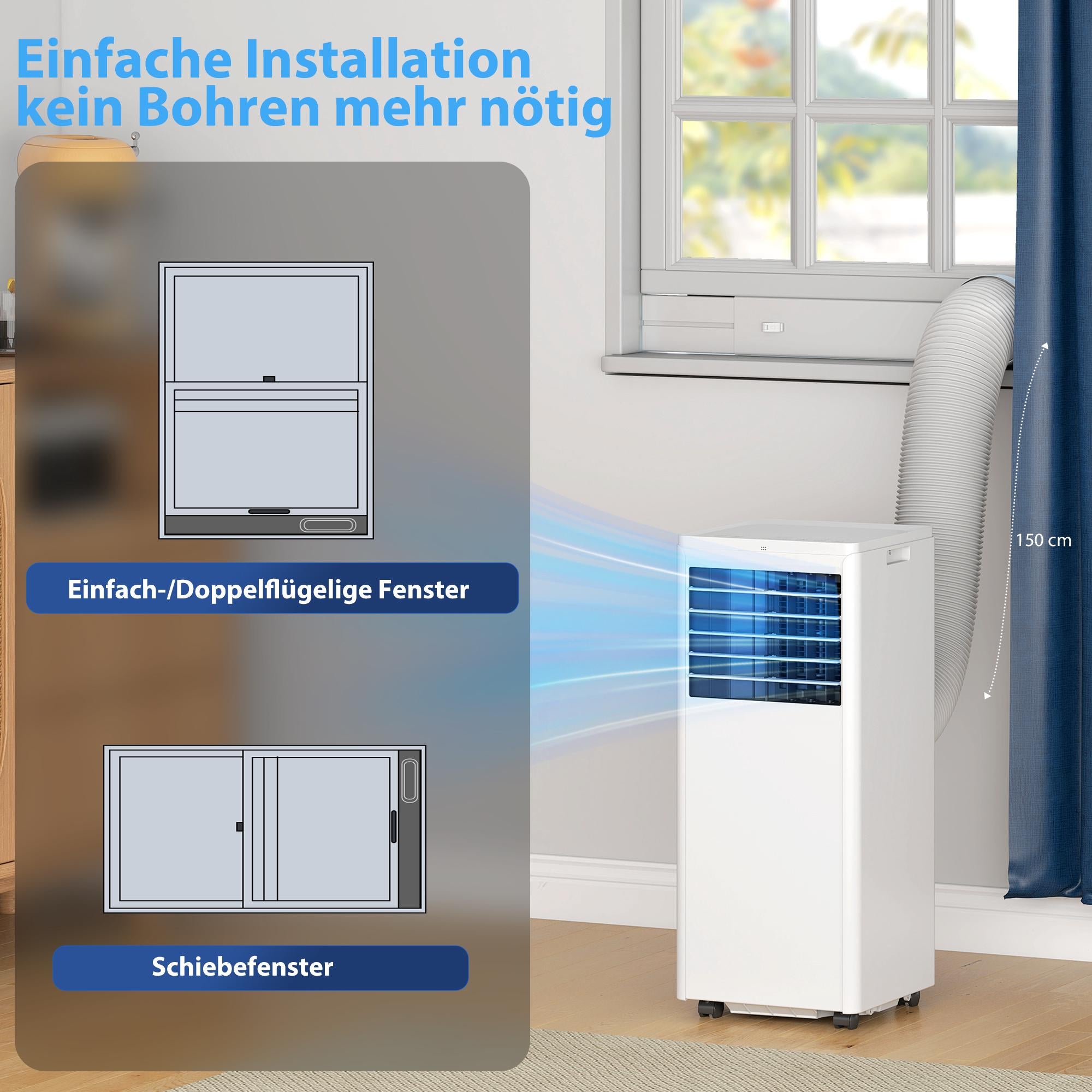 Bärbar luftkonditionering 9000 BTU, 4-i-1-kylenhet