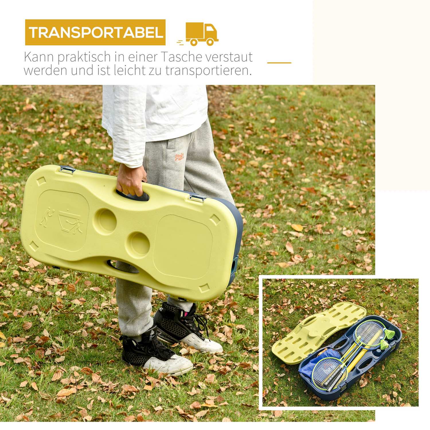 Bärbart badmintonnätset med 4 racketar, utomhusbruk