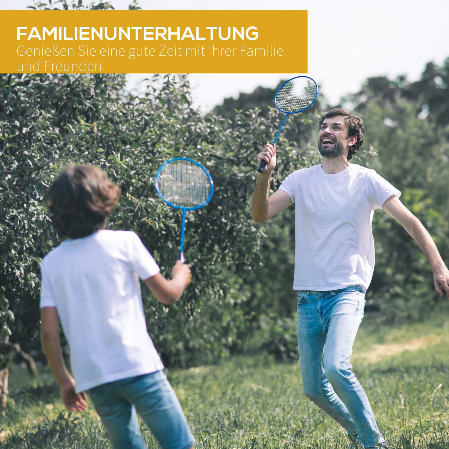 Bärbart badmintonnätset med 4 racketar, utomhusbruk