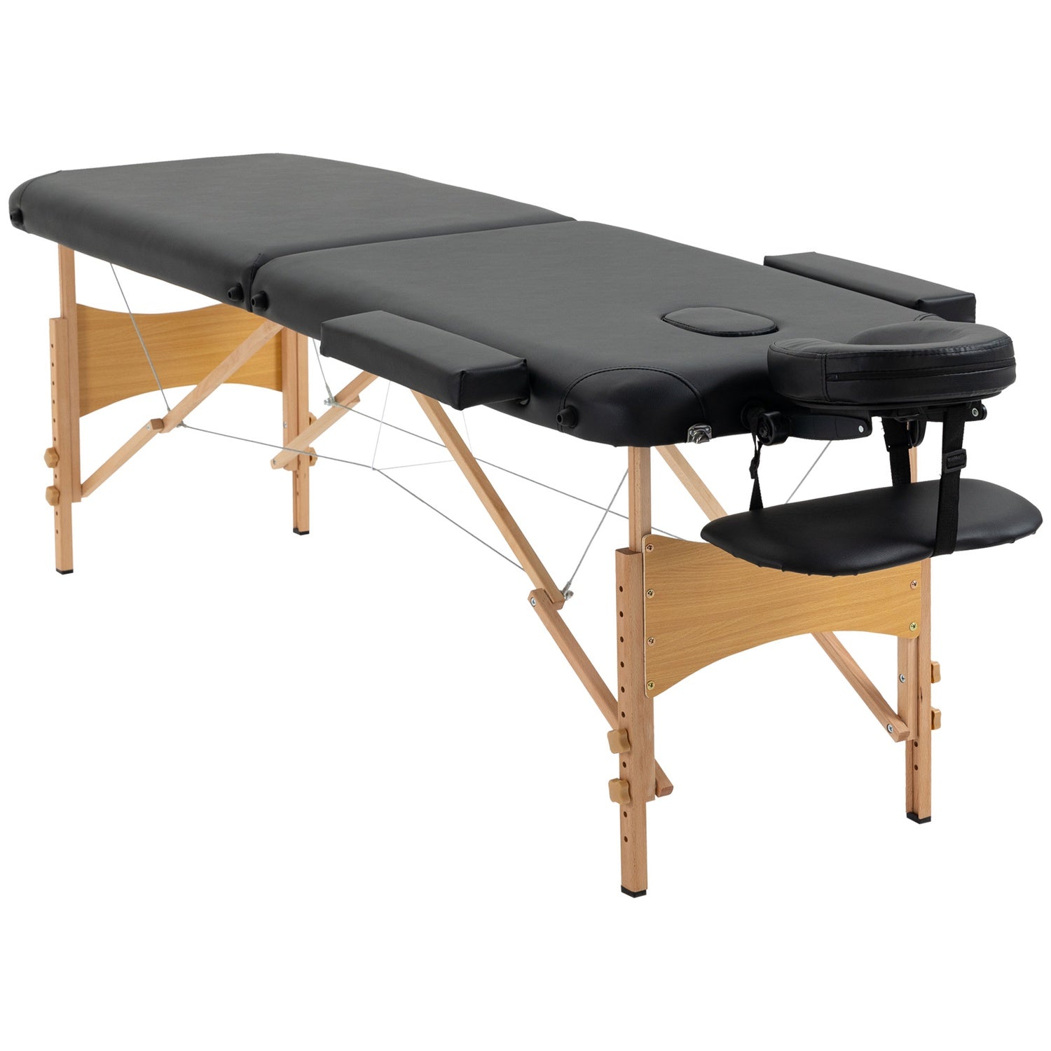 Bärbart hopfällbart massagebord, justerbar höjd, svart