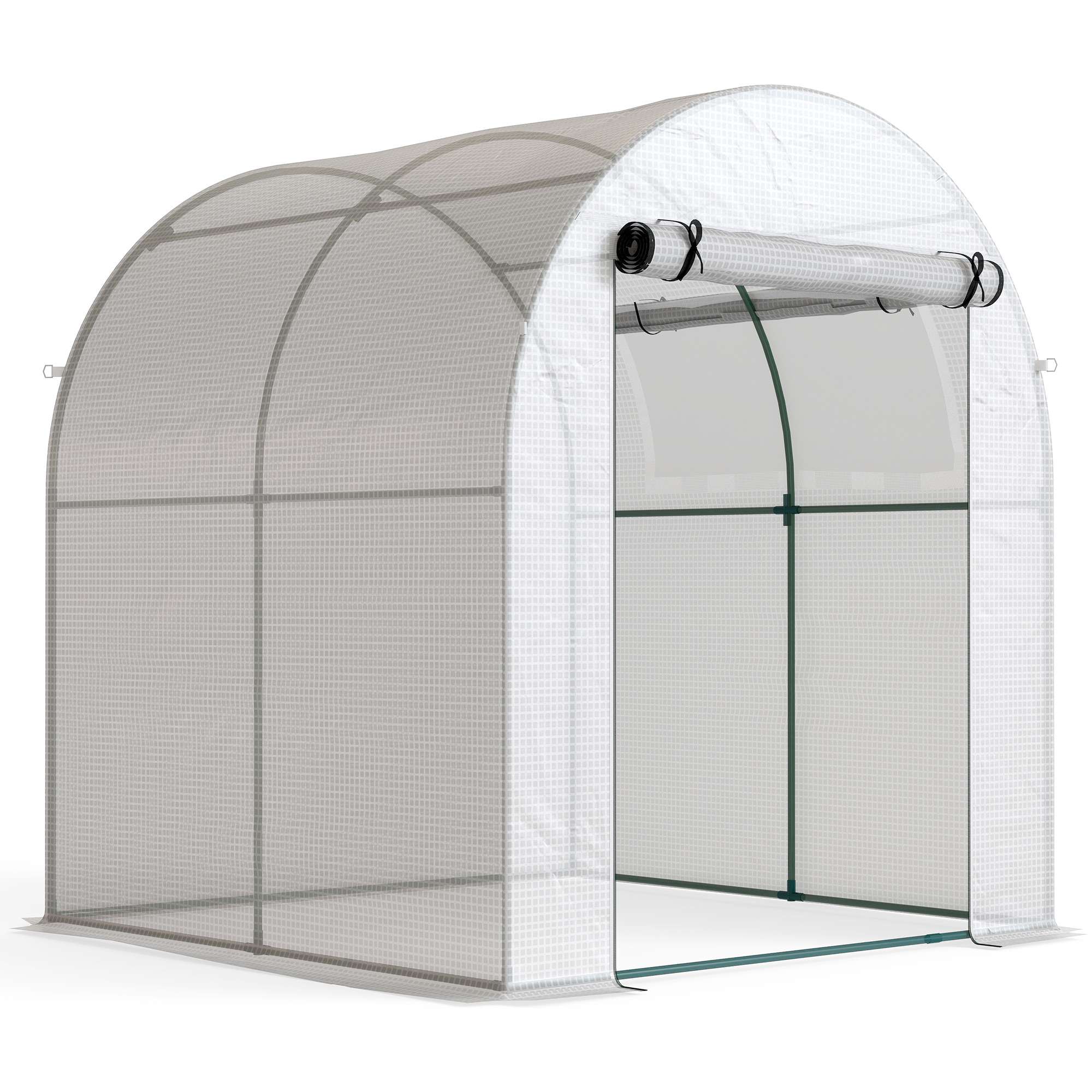 Bärbart växthus med stålram, plastöverdrag, 1,8x1,8m
