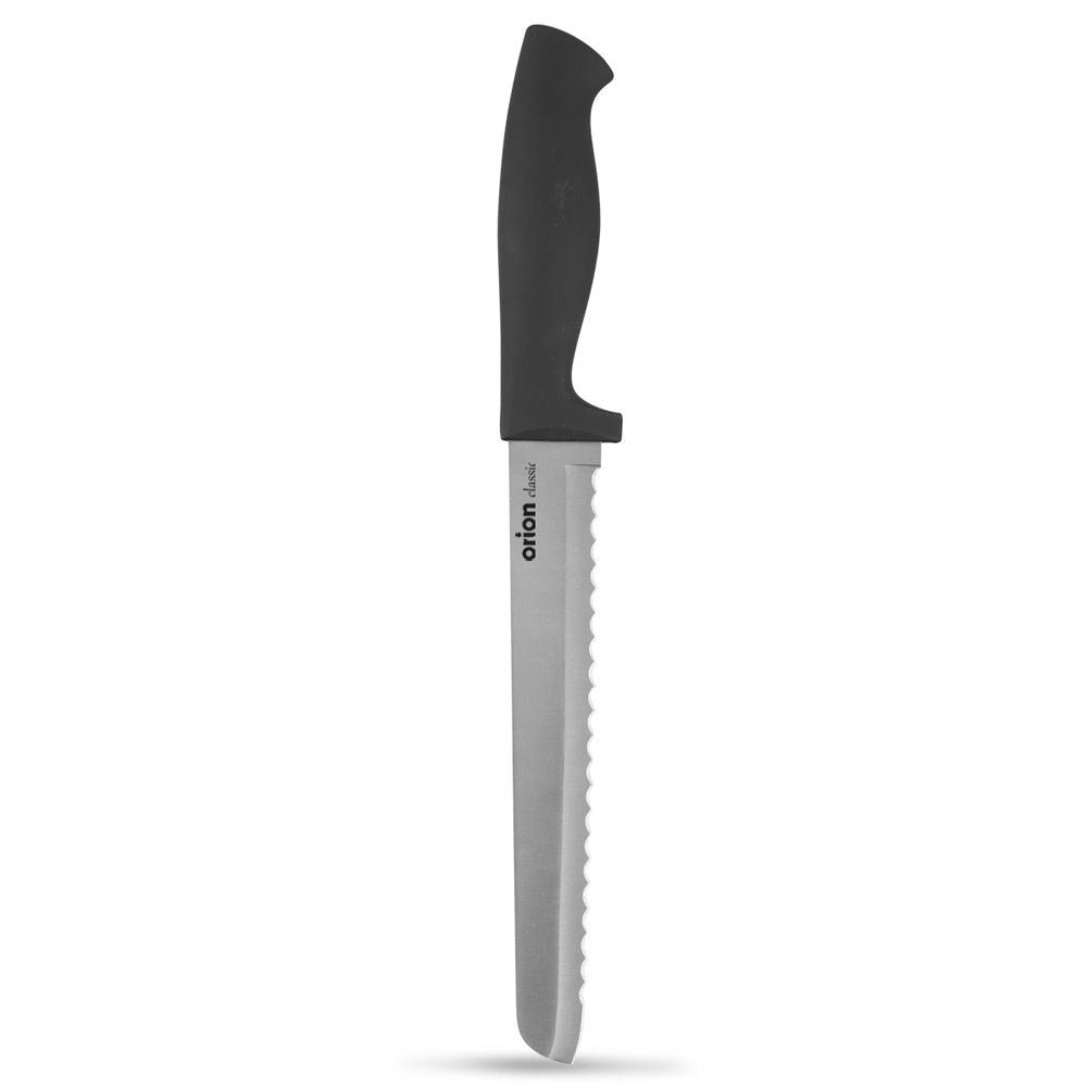 Brödkniv: Långt tandat blad, ergonomiskt handtag, 17,5 cm