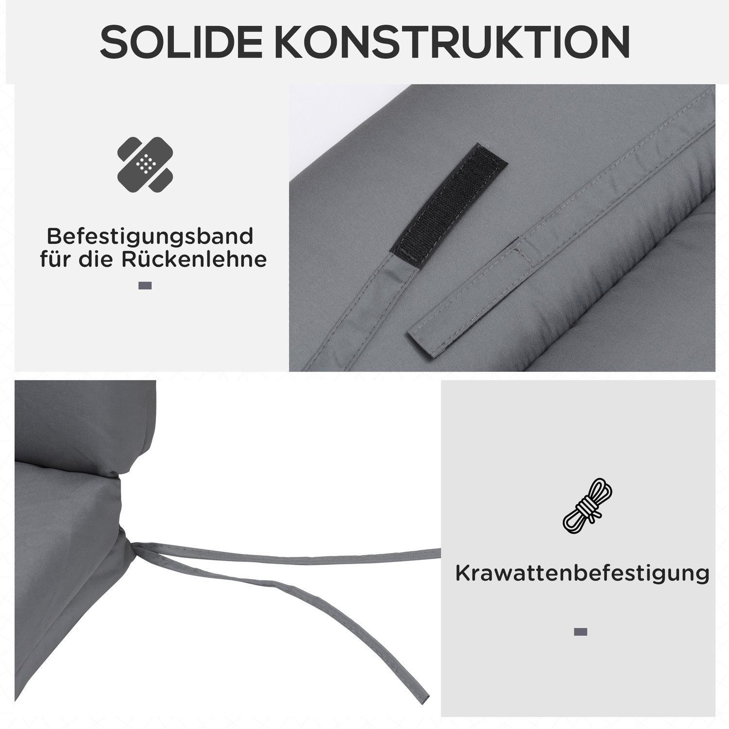 Solstolskudde, Solstolskudde, Solstolsdyna, Trädgårdsstol, Kuddfodral, Polyester, Mörkgrå, 196 X 55 X 8 Cm