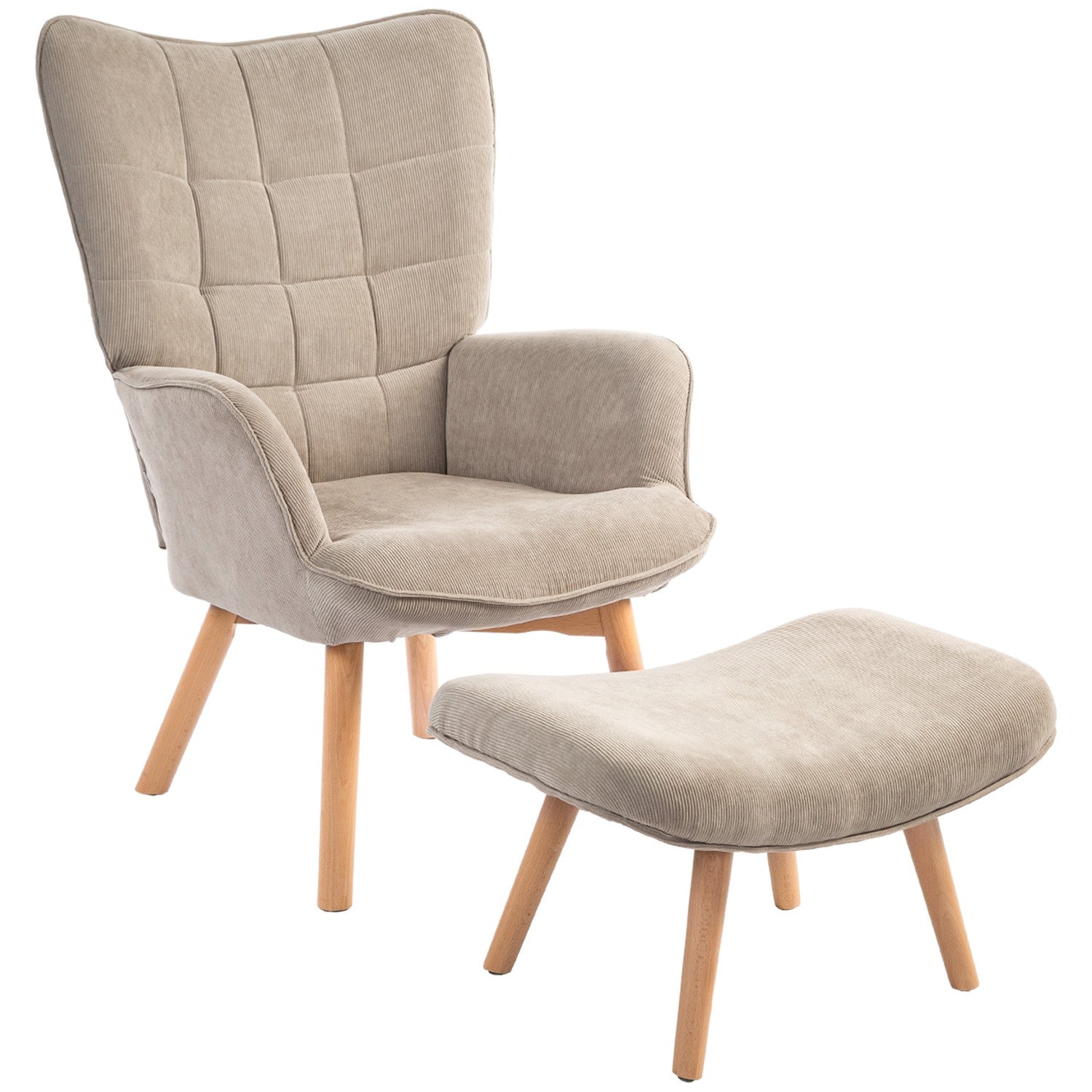 Brun manchester Wing Chair & Pall Set – Avkopplande loungesits