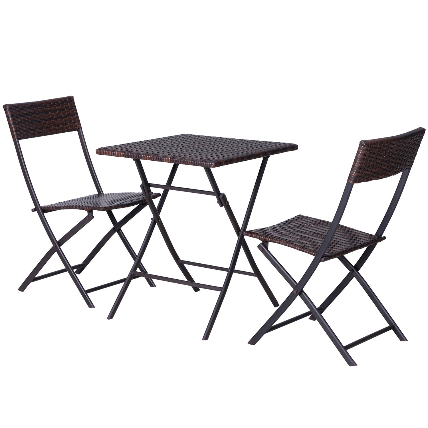 Brun polyrattan bistroset för 2 – Utomhus trädgårdsmöbler