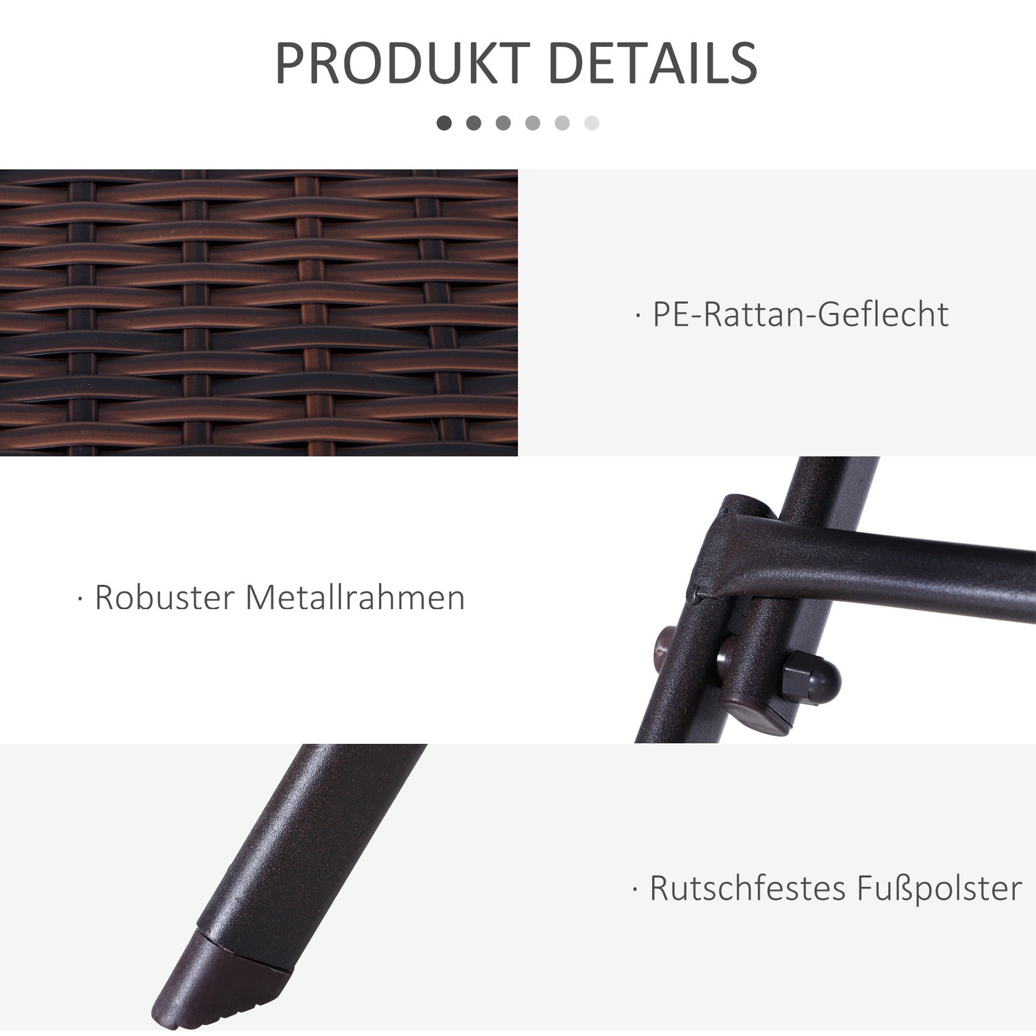 Brun polyrattan bistroset för 2 – Utomhus trädgårdsmöbler