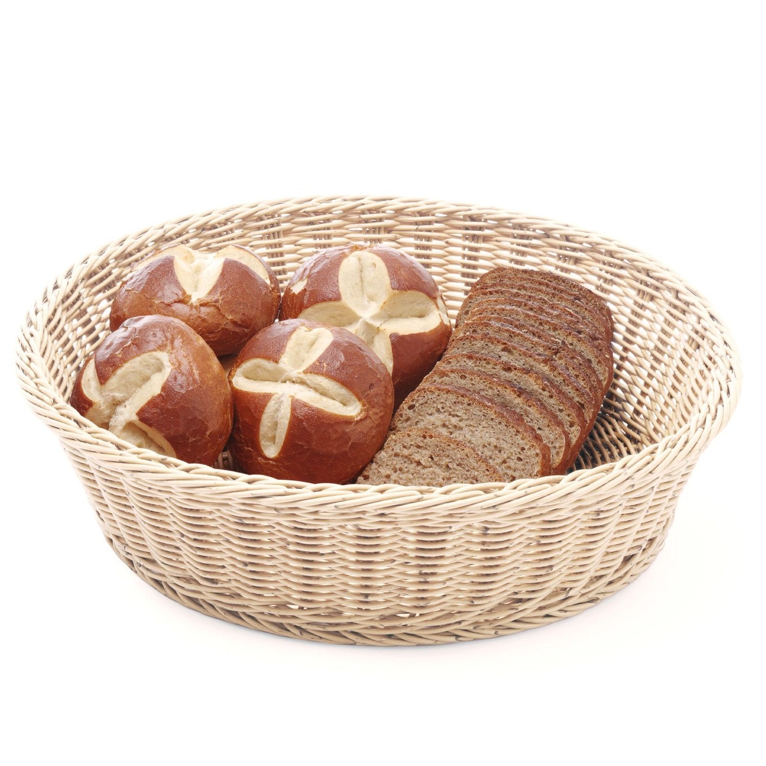 Buffékorg för bröd, rund, beige, dia. 400 mm - Hendi 426920