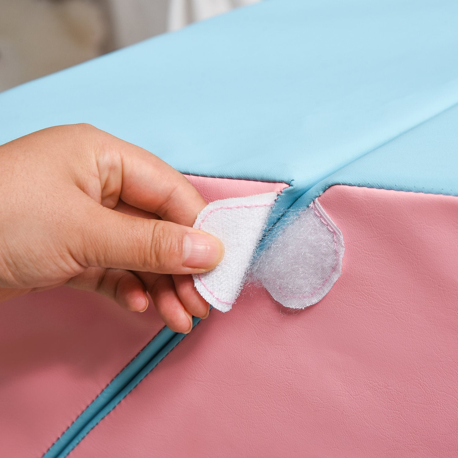 Byggklossar av skum, bord och stolar, omkonfigurerbar, rosa/blå