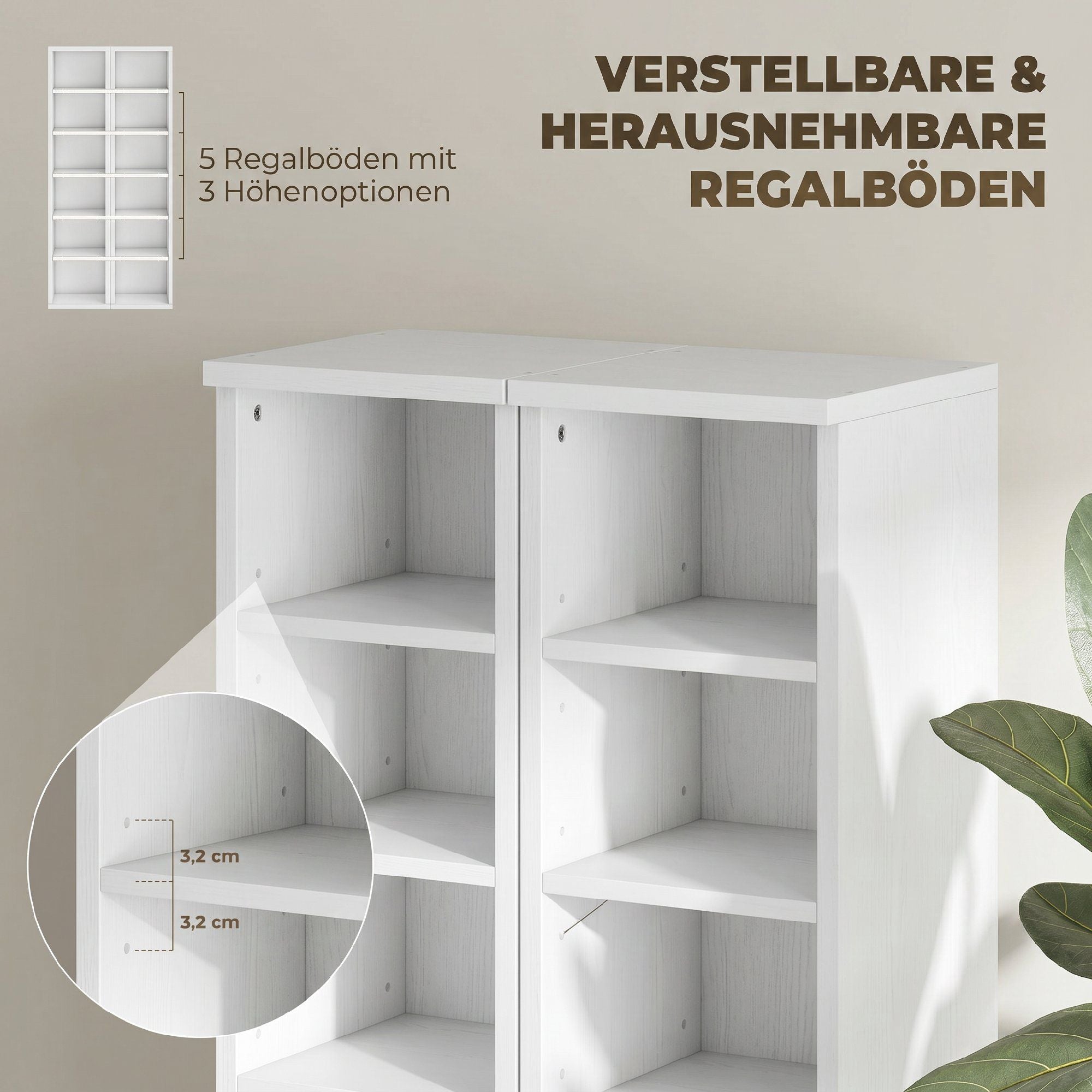 CD-förvaringstorn, set om 2, rymmer 204 CD-skivor, vita
