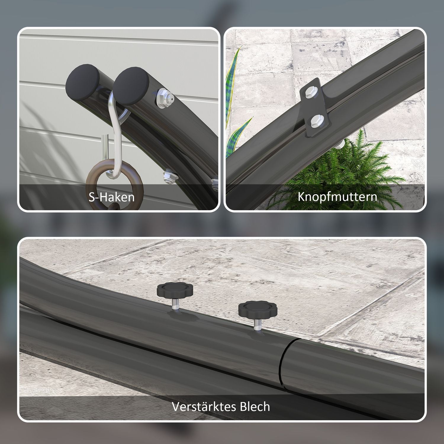 C-Shape hängande stolsram i metall, inomhus/utomhus, kapacitet 150 kg