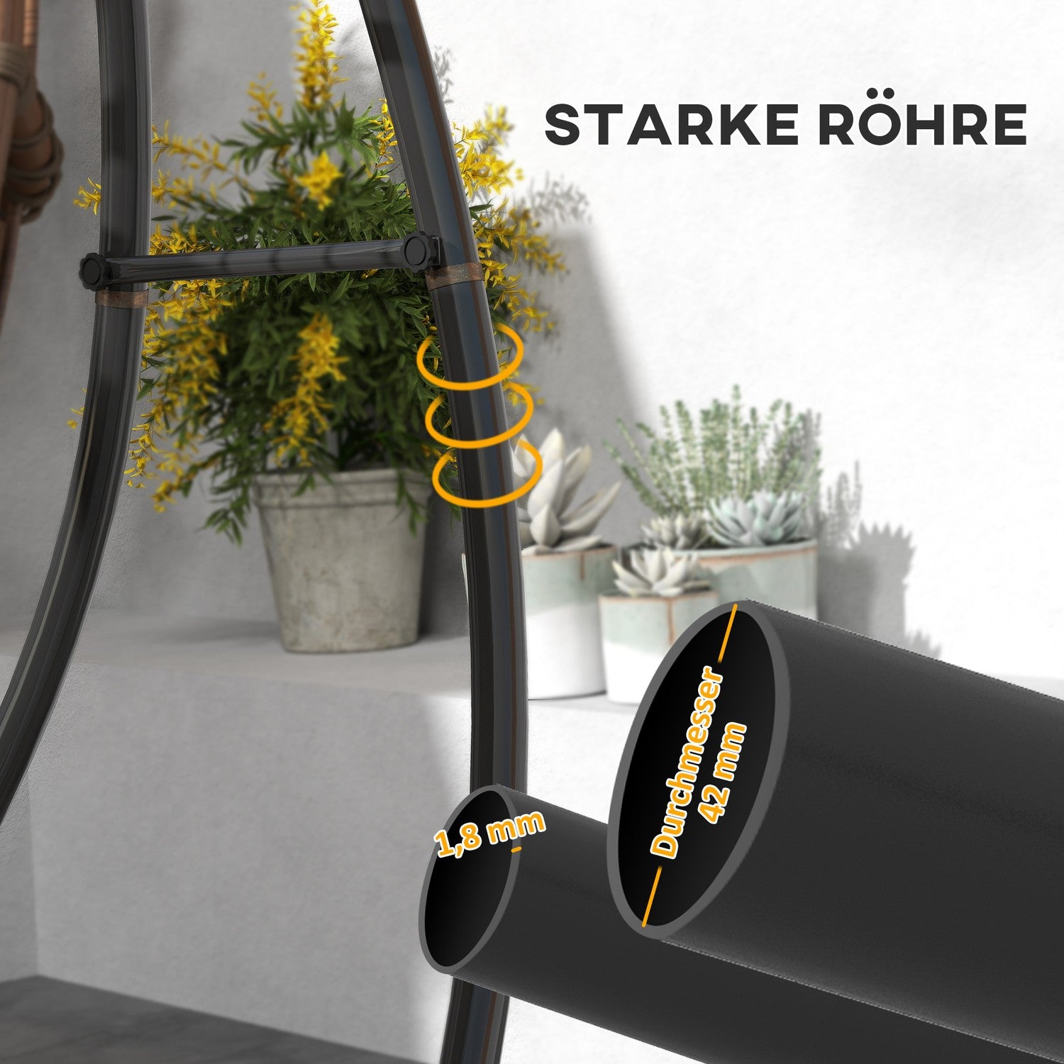 C-Shape hängande stolsram i metall, inomhus/utomhus, kapacitet 150 kg