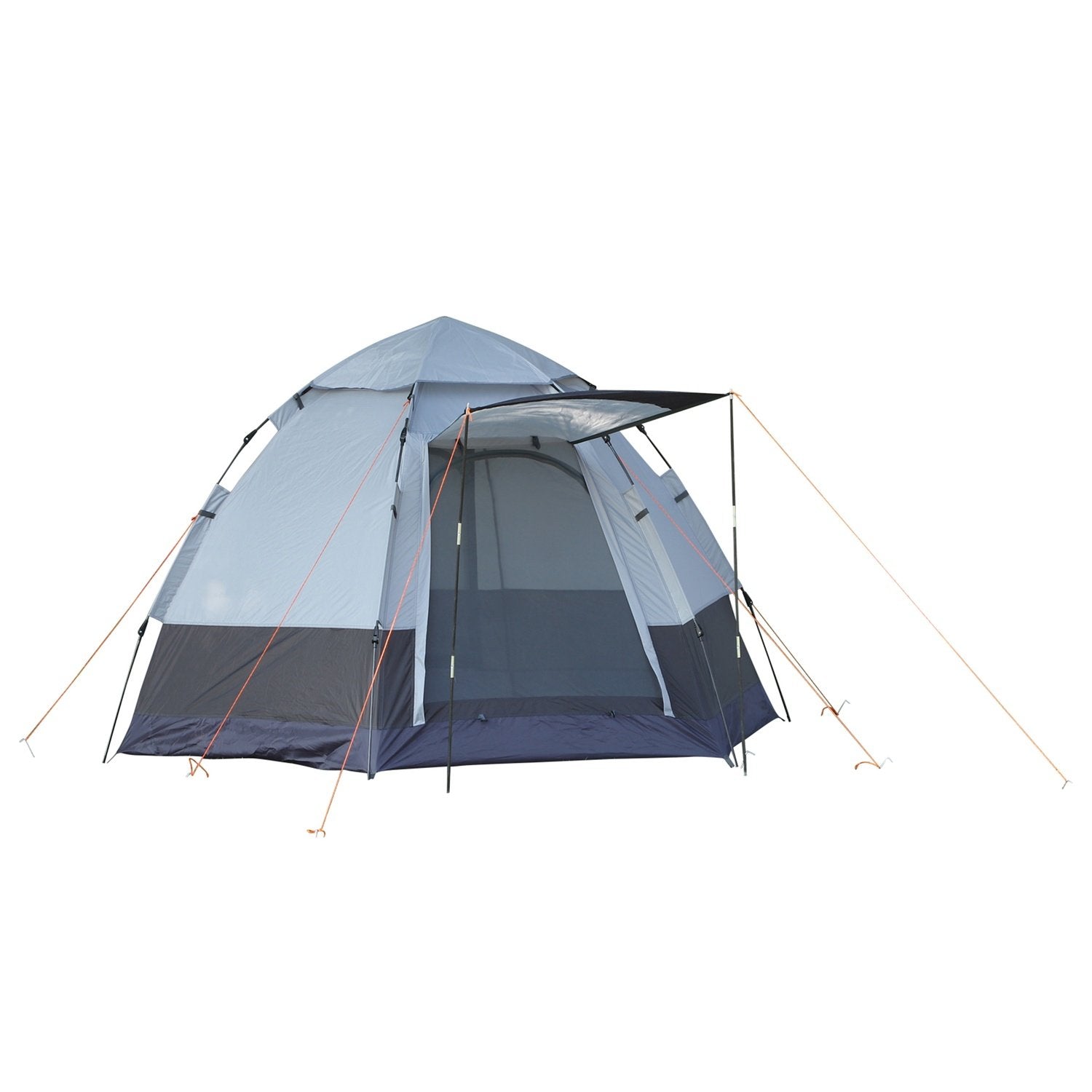 Campingtelt 3-4 Person Telt Familietelt Kuppeltelt 210T Pu 3000Mm Enkel montering Stålfiberglass Grå+Sort 240 X 240 X 195 Cm