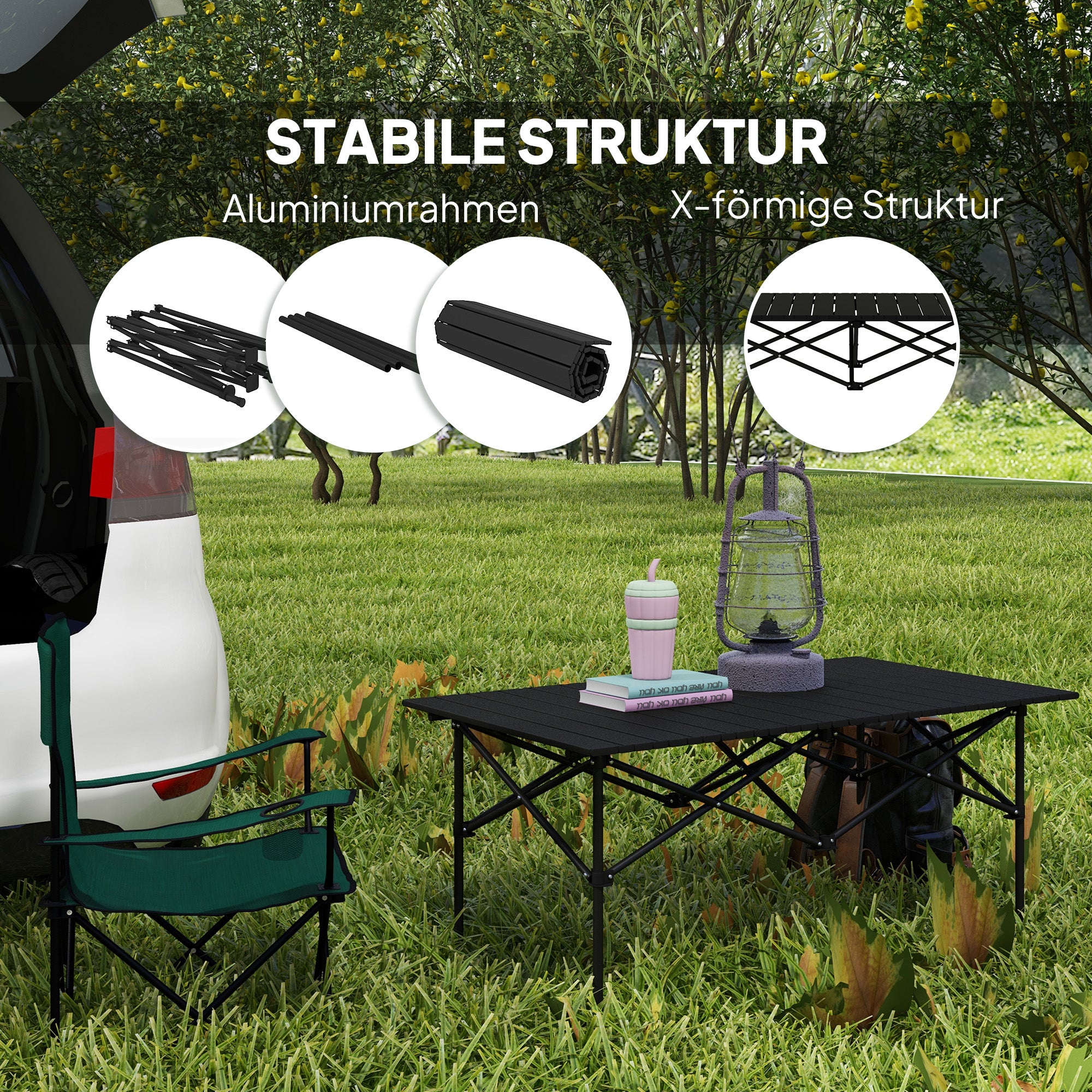 Campingbord – aluminium, hopfällbart, lätt, 2-personer