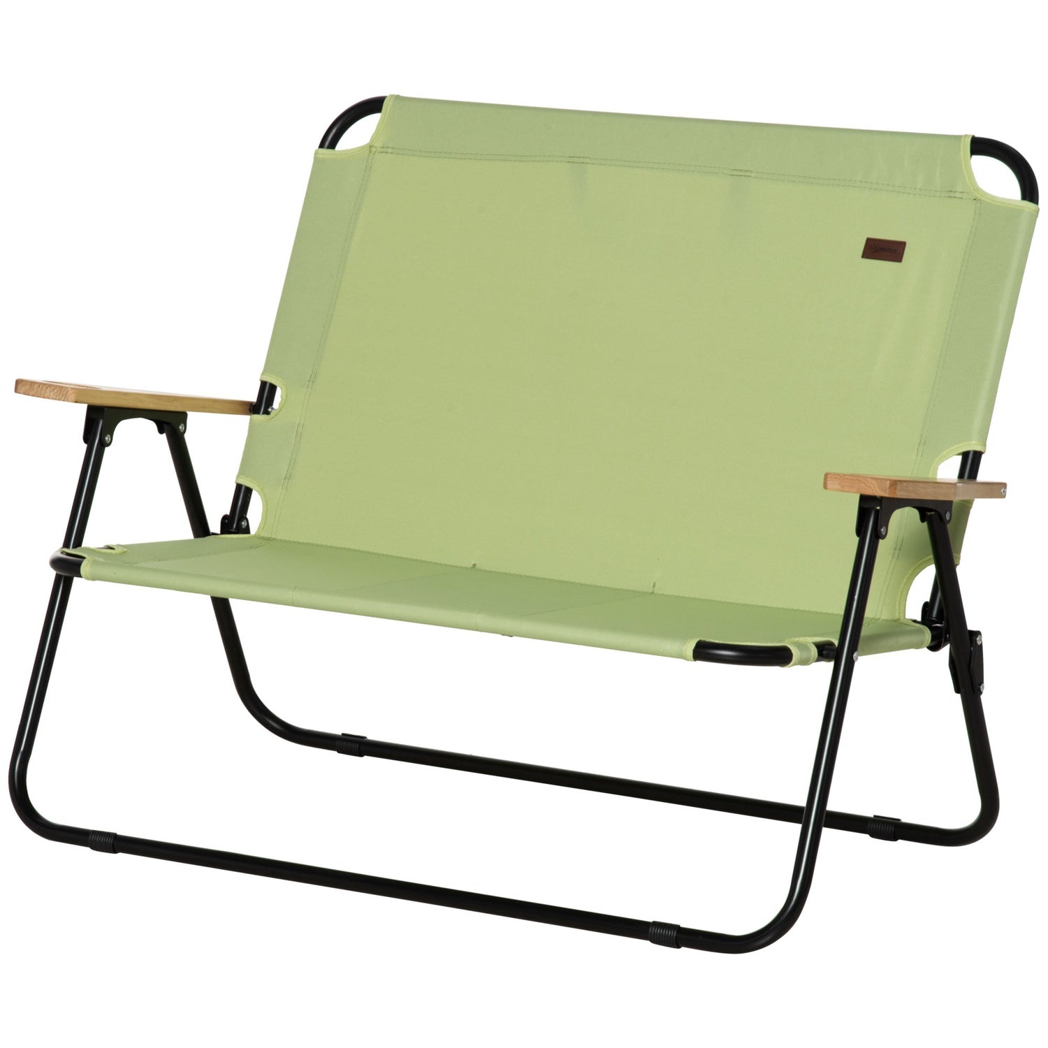 2-sits hopfällbar campingstol med mugghållare, ljusgrön
