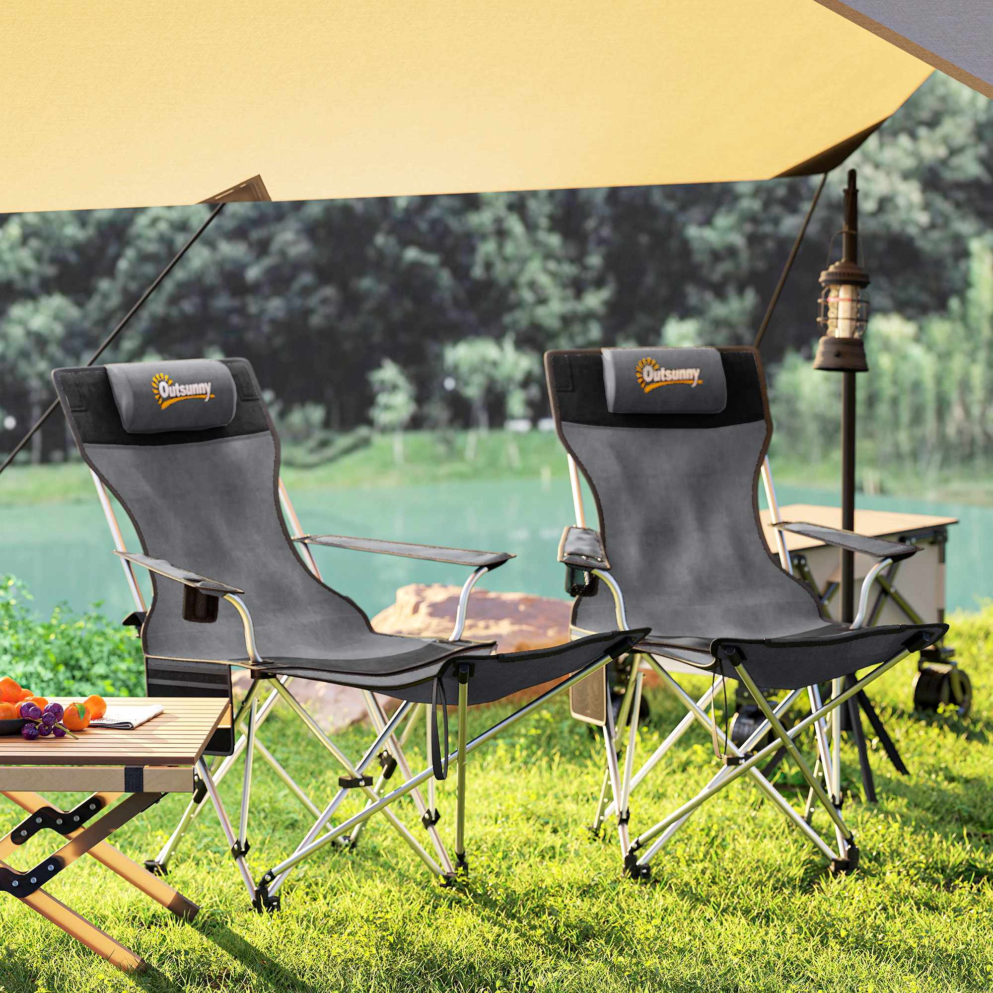 Campingstuhl mit Abnehmbarem Fußteil, 600D Oxford-Stoff