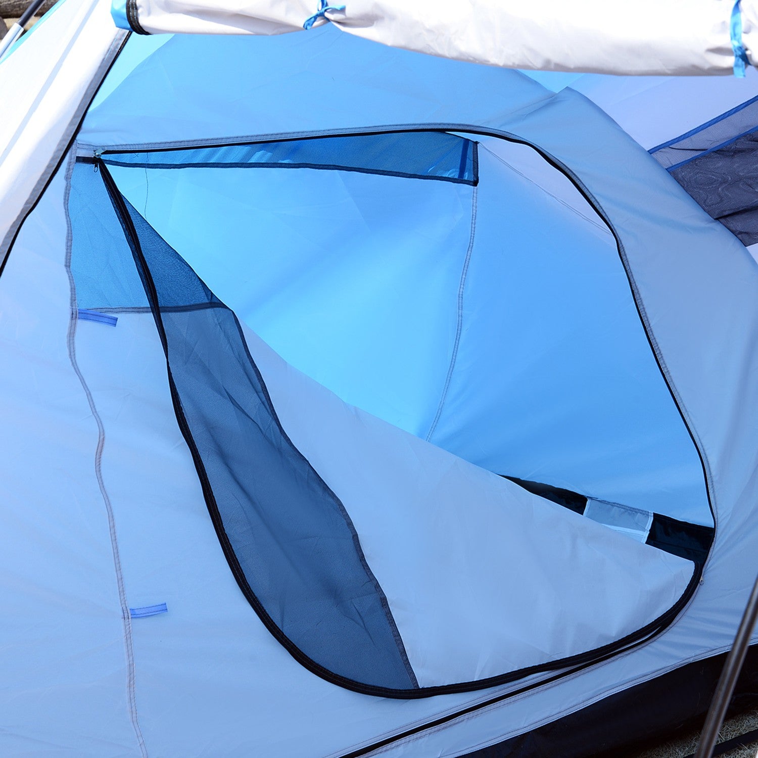 Campingtunneltält för 4-6 personer, 2 stugor, blått