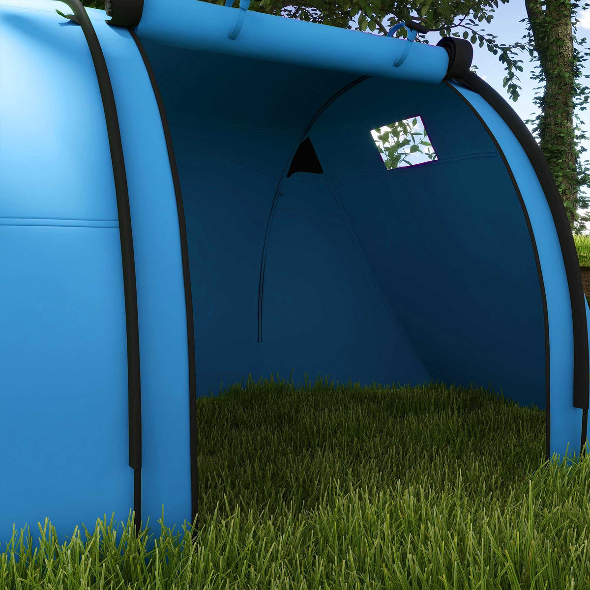Campingstelt for 4 personer, vanntett, design med 2 rom
